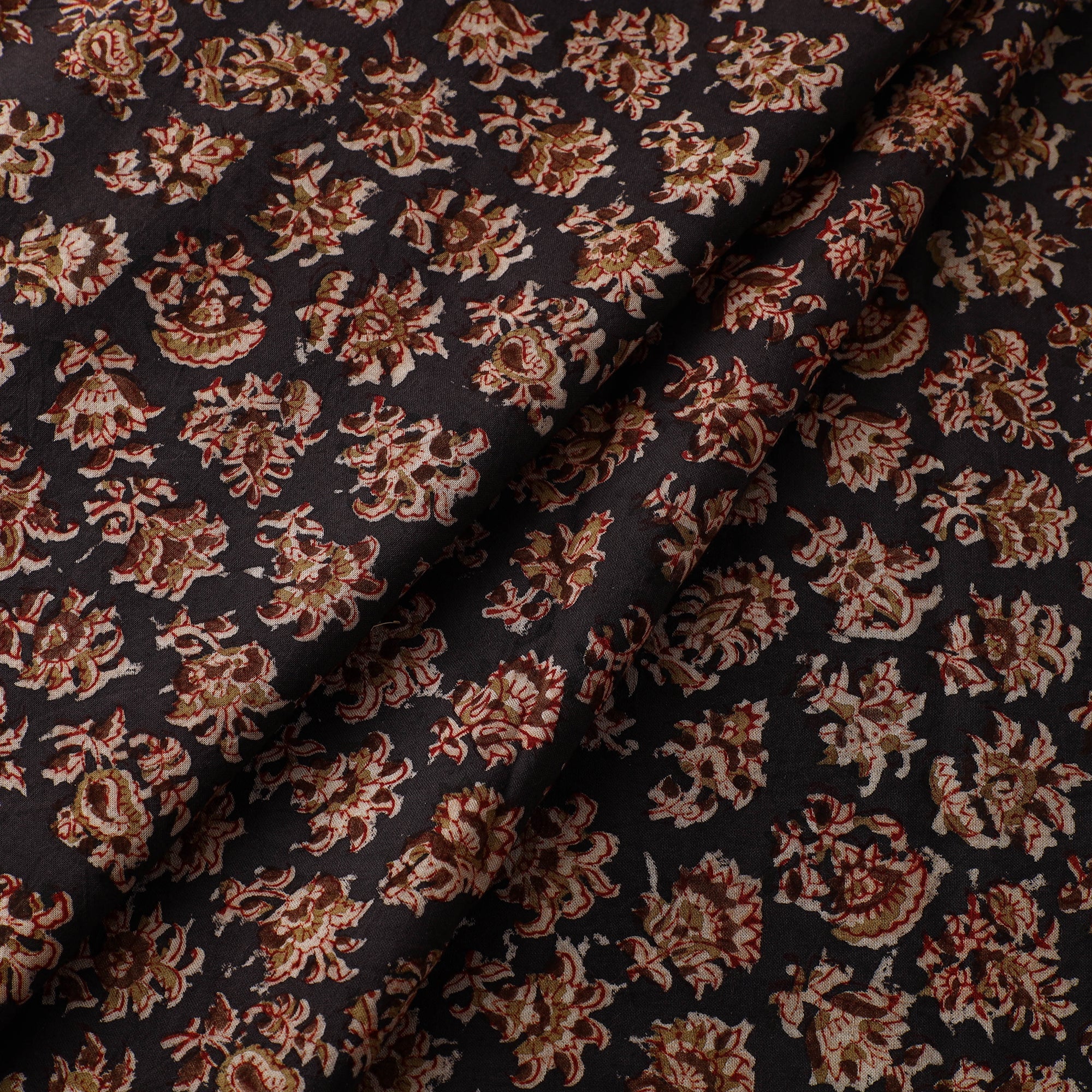 PITCHUKA SRINIVAS KALAMKARI PEDANA Black - Block Print Cotton Pedana Kalamkari Fabric 01 - view 2