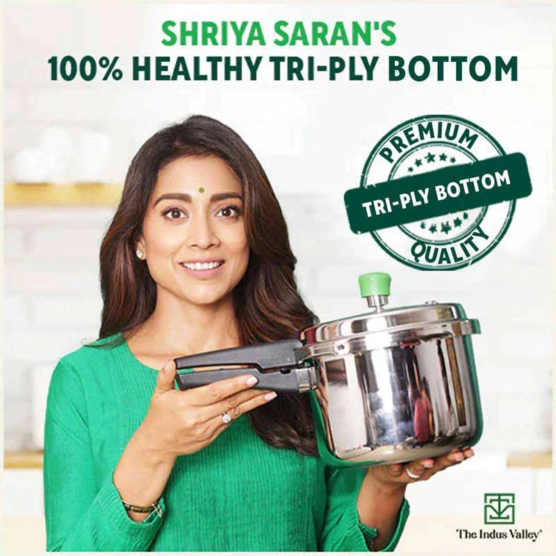 The Indus Valley 3L+ 4.5L QuicKooker Stainless Steel Pressure Cooker Combo+ Free ₹600 Wood Chopping Board, Premium Quality, Tri-ply (3 Layer) Heavy Bo - view 2