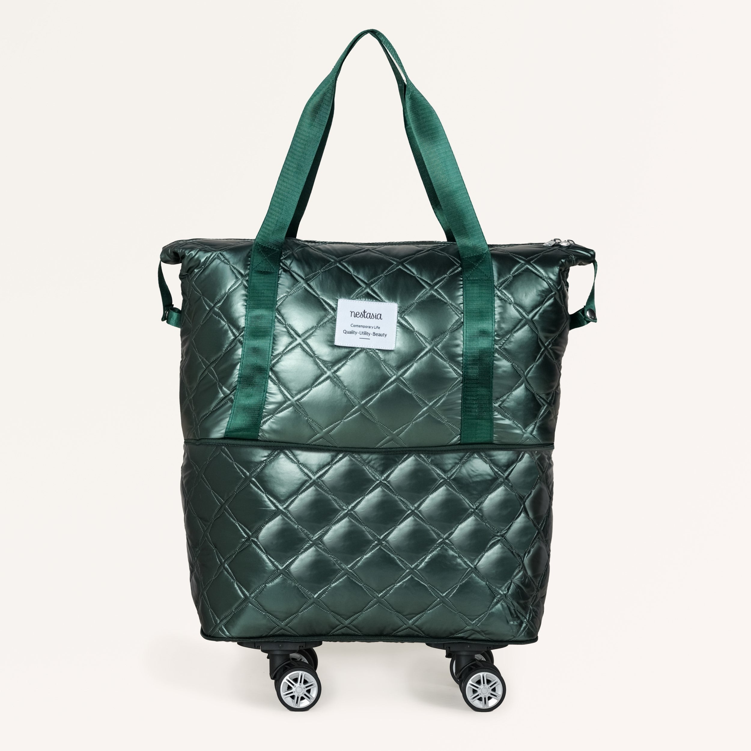 Nestasia Expandable Movo Travel Bag With Removable Wheels Metallic Green
