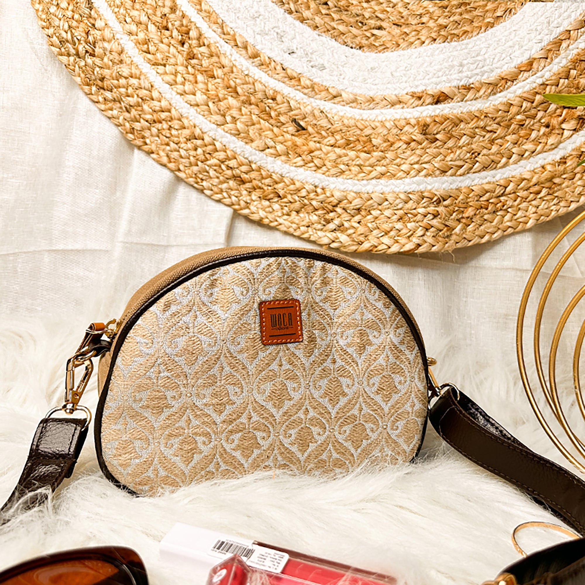 WOCA DESIGNS Beige - Mastani Banarasi Silk Sling Bag - view 2