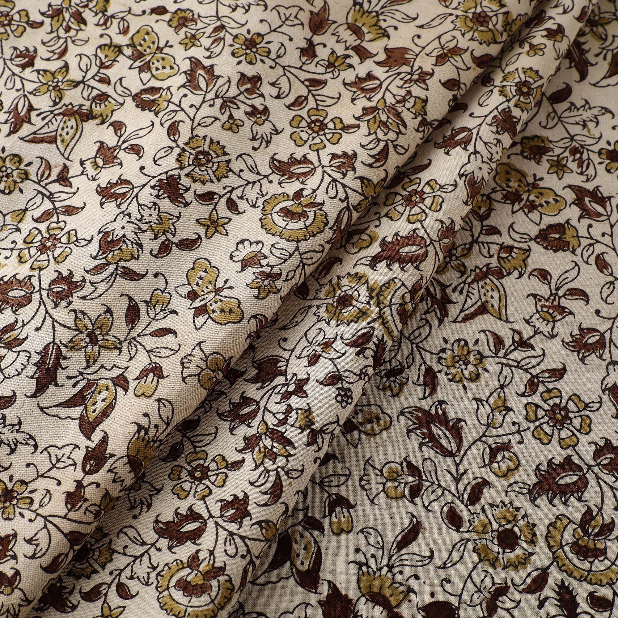 PITCHUKA SRINIVAS KALAMKARI PEDANA Beige - Block Print Cotton Pedana Kalamkari Fabric 17 - view 2