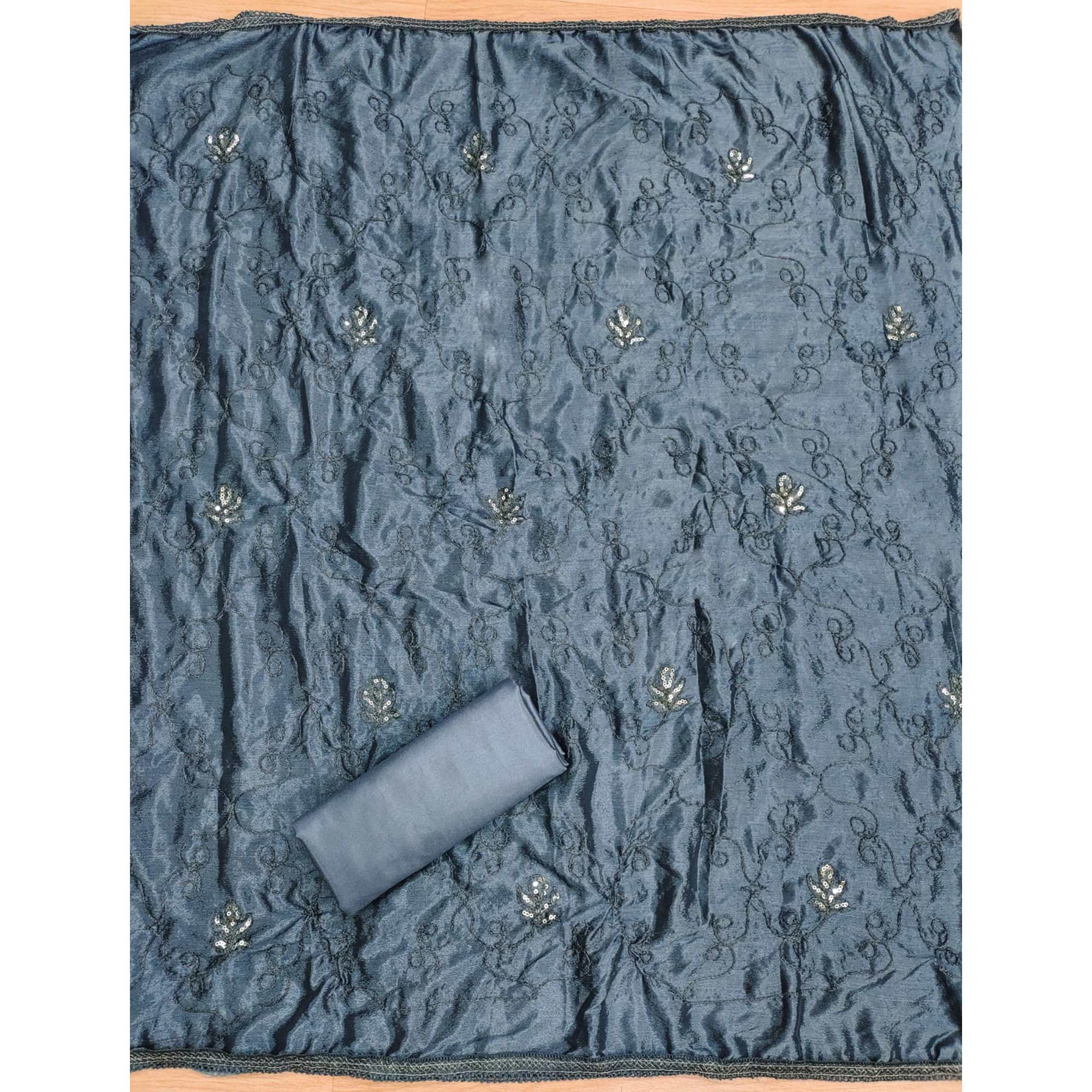 BlackTree grey-foil-printed-pure-cotton-dress-material - view 5