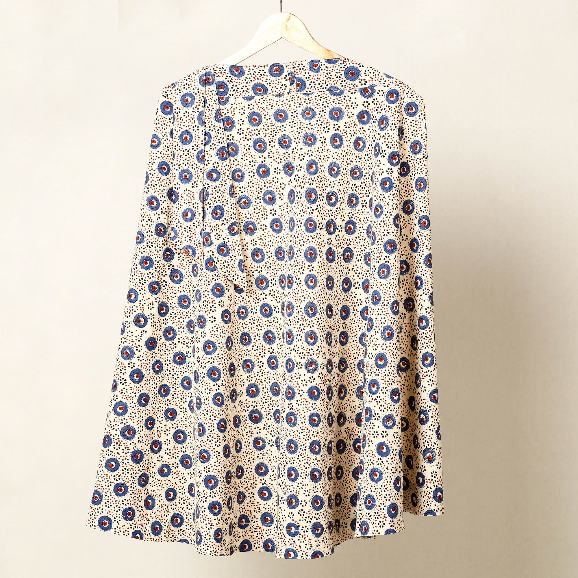 NOORI BAZAR Beige - Block Print Cotton Wrap Around Ajrakh Skirt