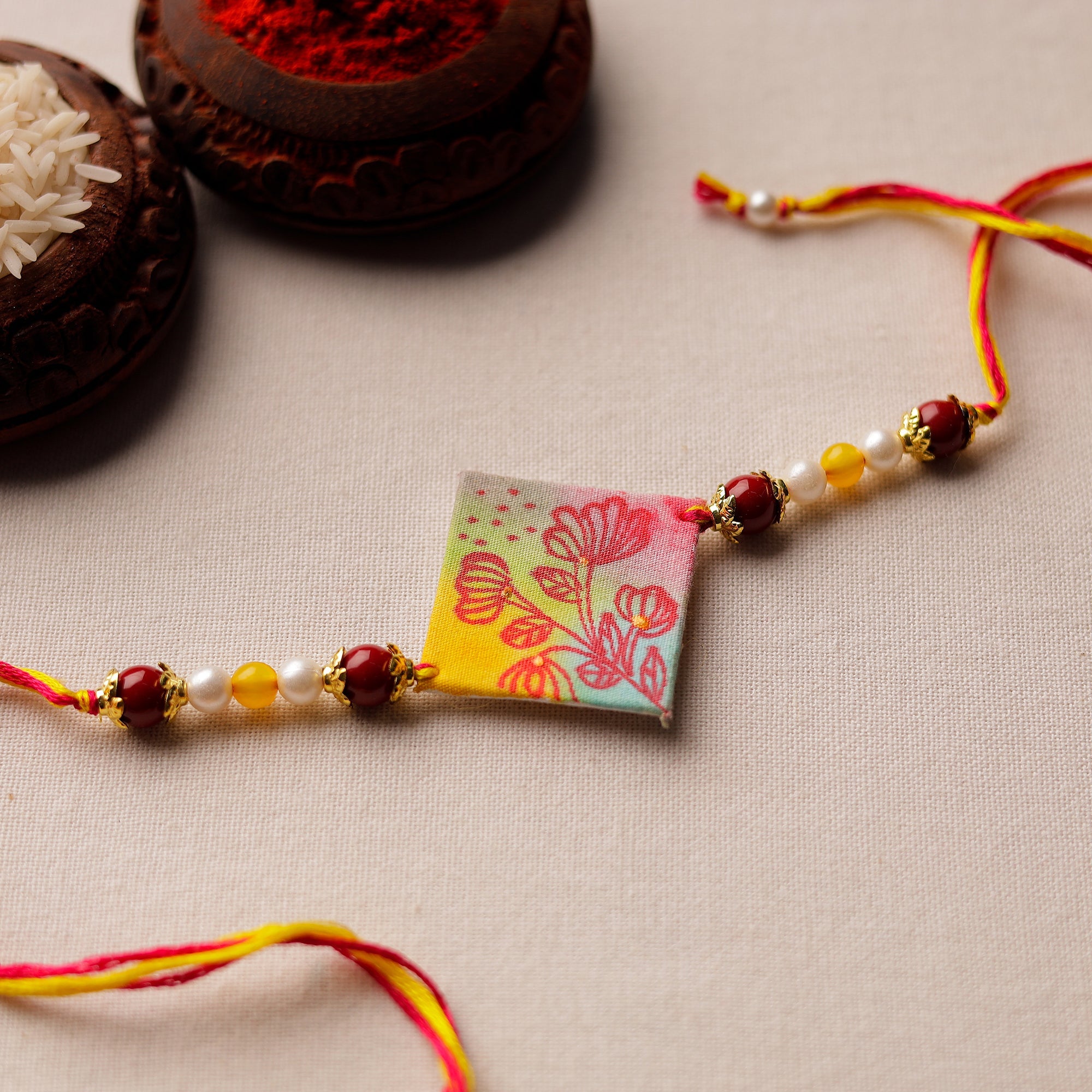 KHUSHBASH - HAPPY LOOM OF EAST Bishnupur Handpainted Fabric Rakhi 14