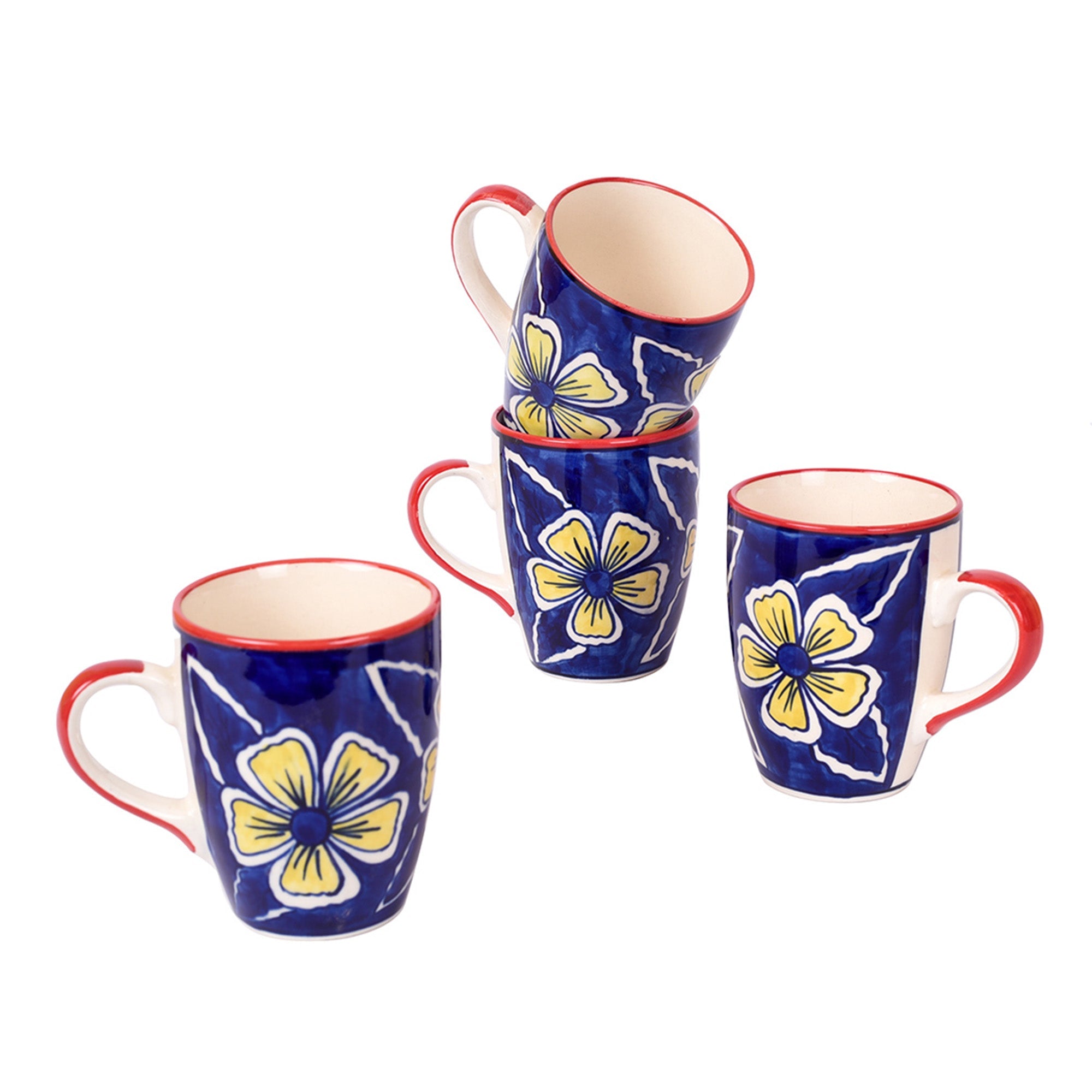 ART CREATIONS BY SUMAN SONTHALIA Blue - Flowers of Ecstasy Coffee Mugs Set of 4, Azure - view 2
