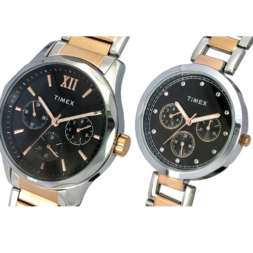 Timex Empera Pairs Black Dial Round Case Multifunction Function Watch 44mm & 35mm TW00PR279 - view 2