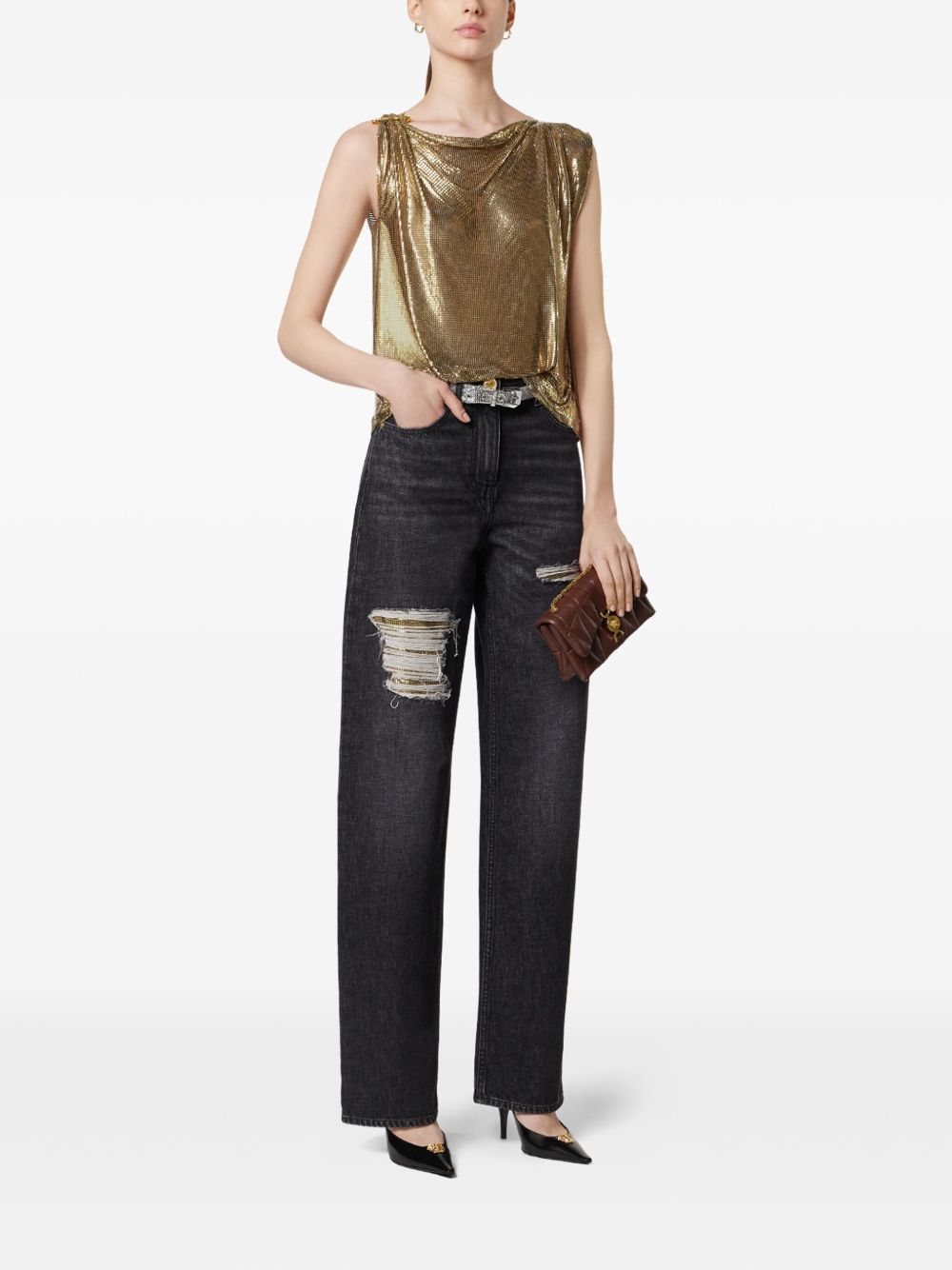 Versace Metal Mesh Regular-Fit Jeans - view 2