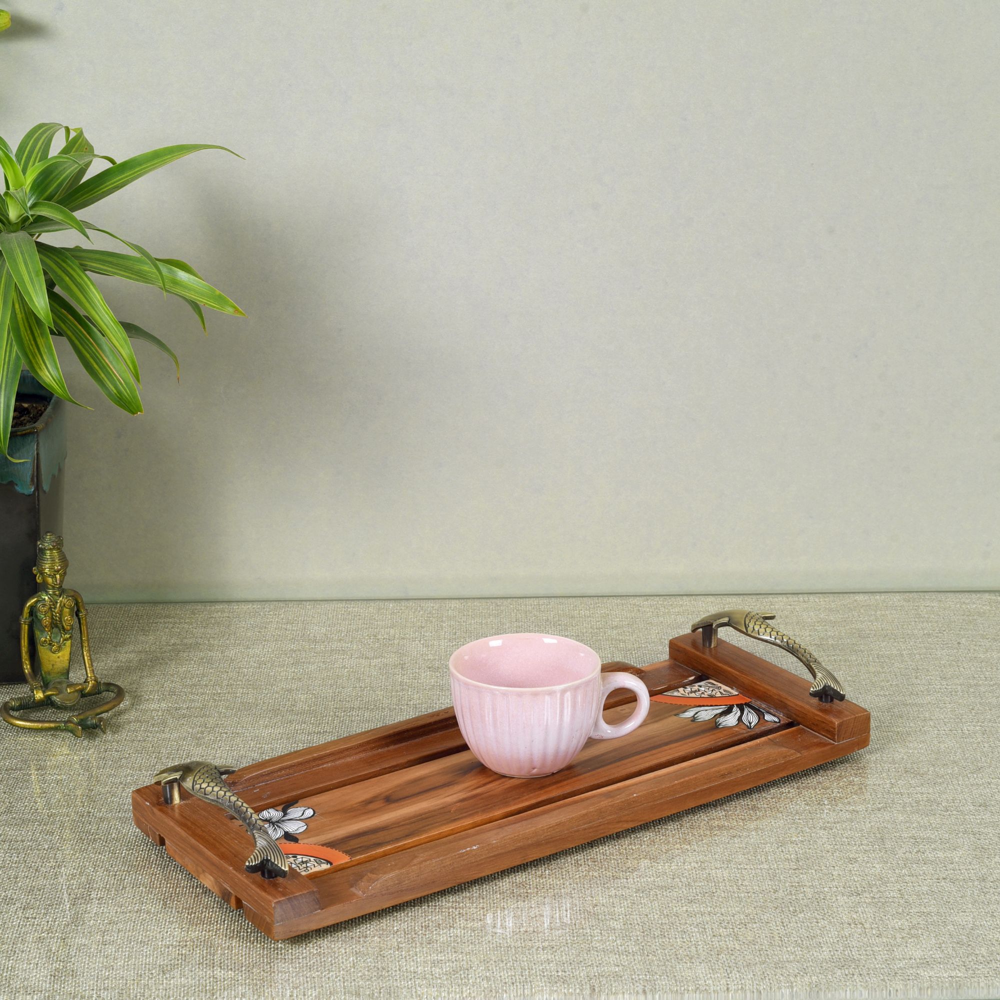 ART CREATIONS BY SUMAN SONTHALIA Brown - Flora Handcrafted Serving Tray (15x6x2)