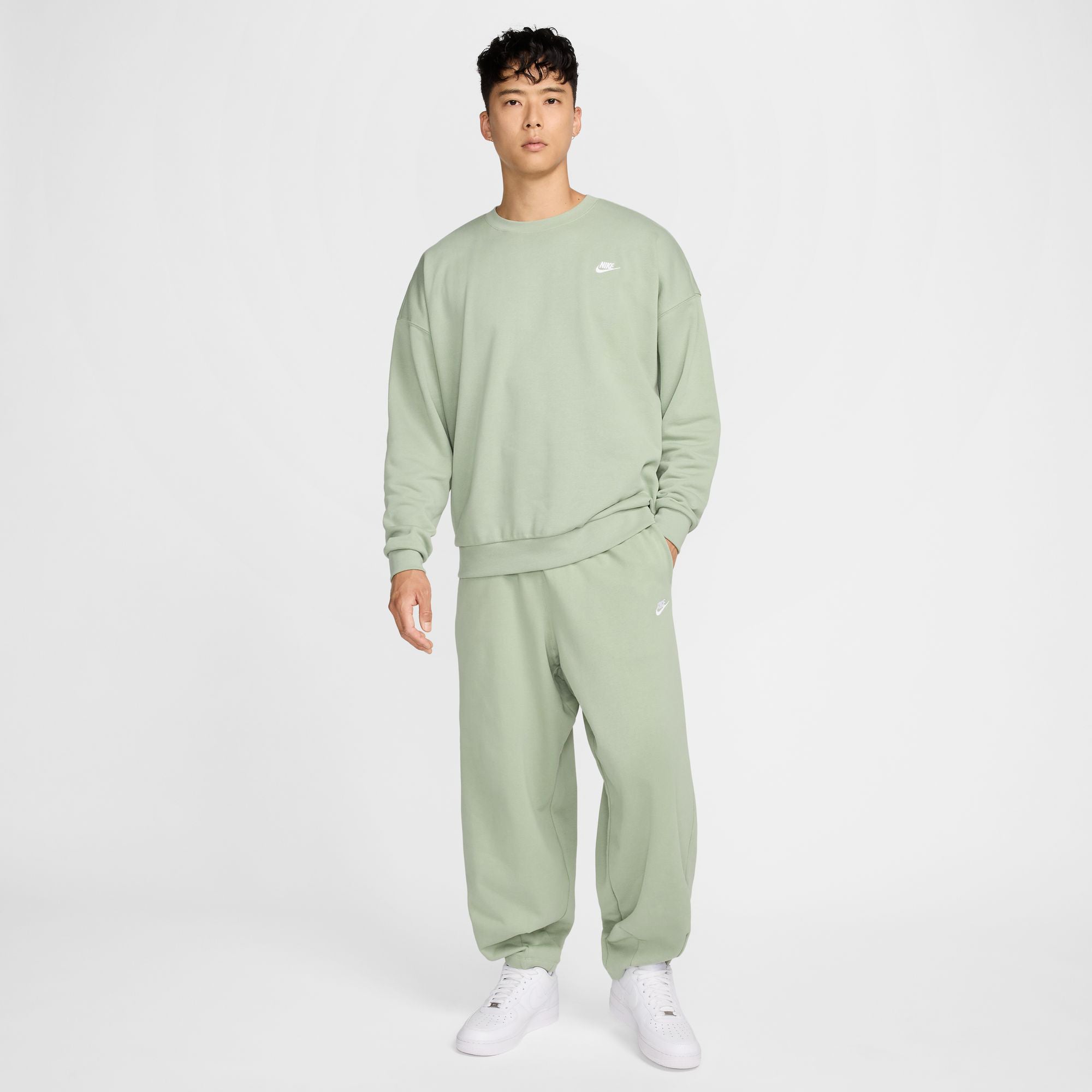 Nike | Club Fleece Oversized French Terry Crew { Jade Horizon/jade Horizon/white - view 5