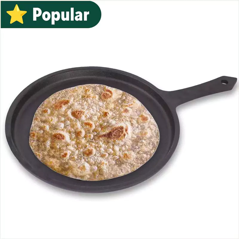 The Indus Valley CASTrong Cast Iron Tawa with Handle, Pre-seasoned, 100% Pure, Toxin-free, Induction, 25.7cm, 2kg