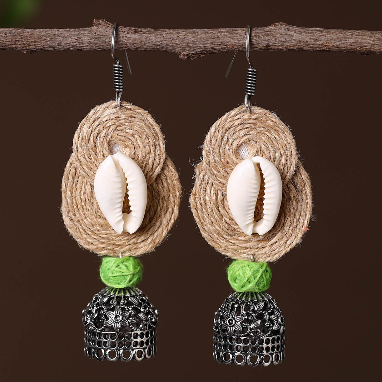 JALPARI Anaisha German Silver Jute Jhumki Earrings - view 2