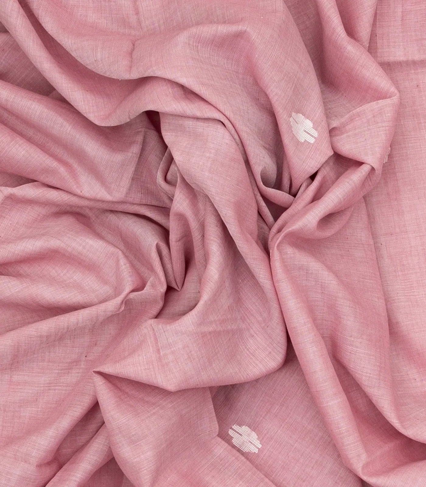 RmKV Dusty Pink Handloom Bengal Cotton Saree With Flower Buttas - view 3