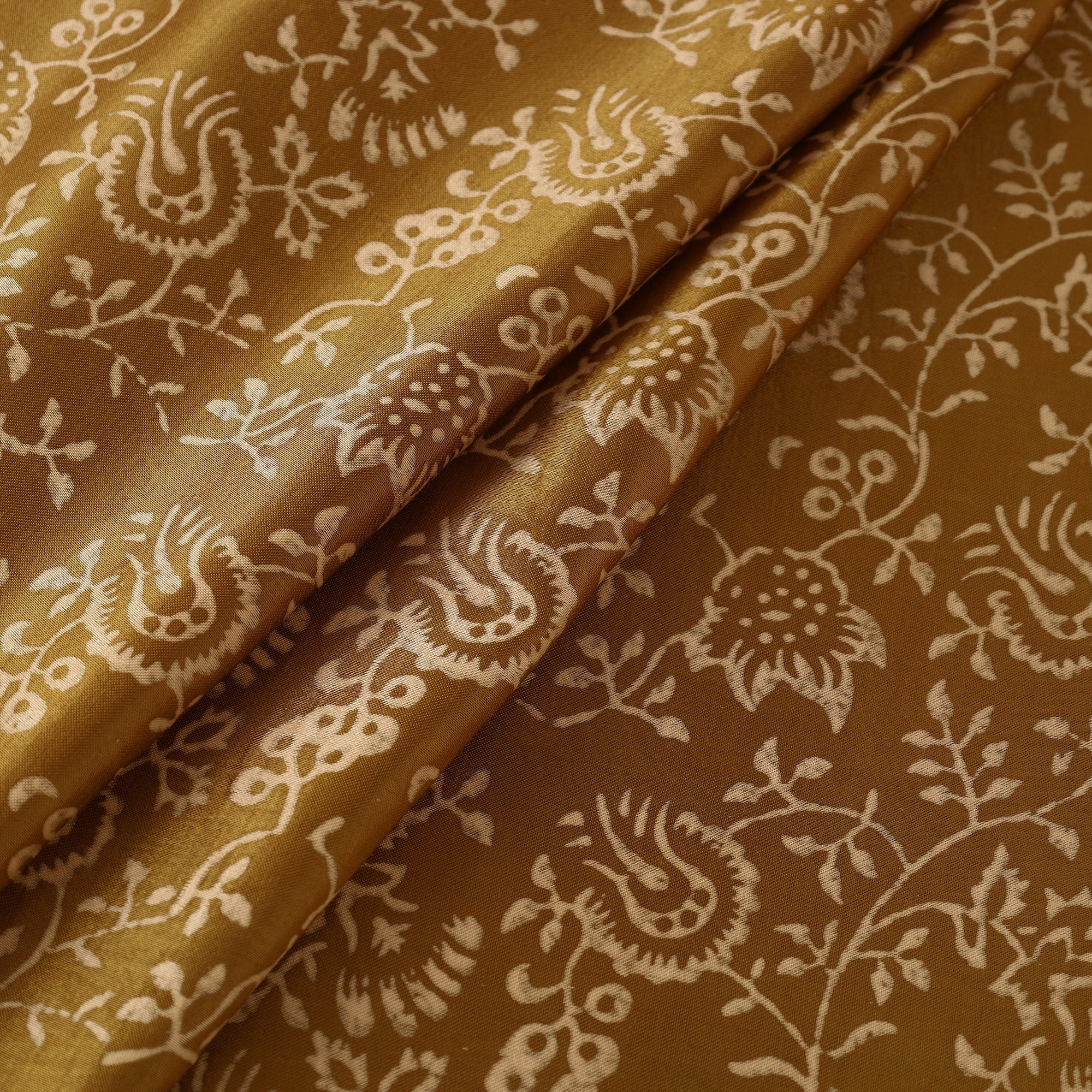 KACHCHH JI CHHAAP Brown - Mashru Silk Kutch Hand Block Printed Fabric 18 - view 2