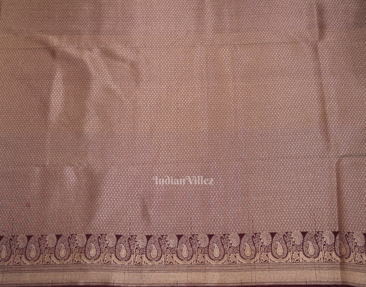 IndianVillèz Wine Pure Soft Mashru Satin Silk Banarasi Saree - view 5