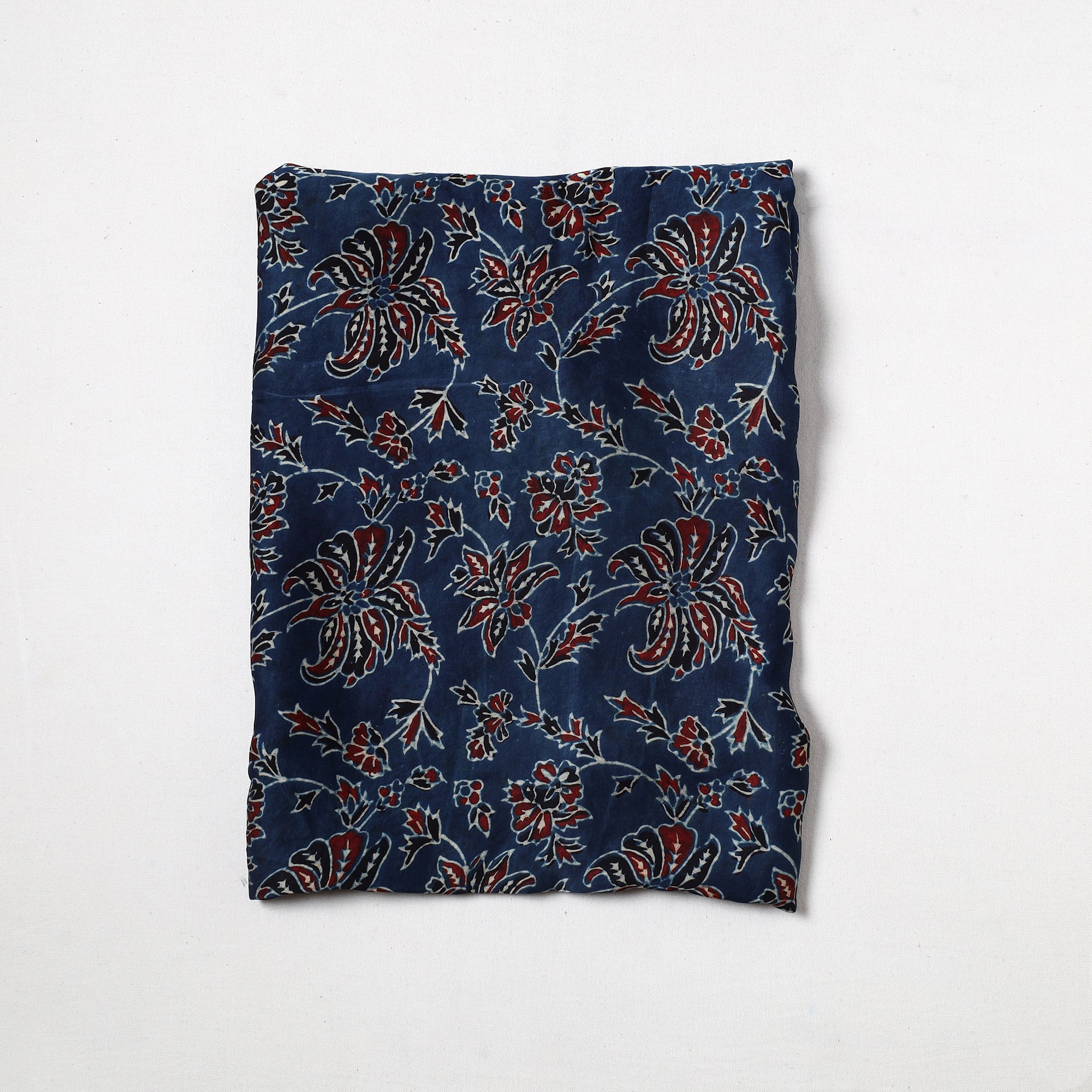RIYAZ ABDULMAJID KHATRI - AJRAKH Blue - Ajrakh Hand Block Printed Modal Silk Precut Fabric 27