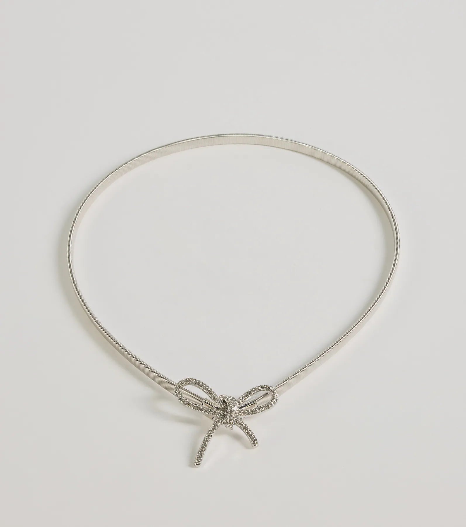 Windsor Gleaming Chic Rhinestone Bow Metal Coil Belt