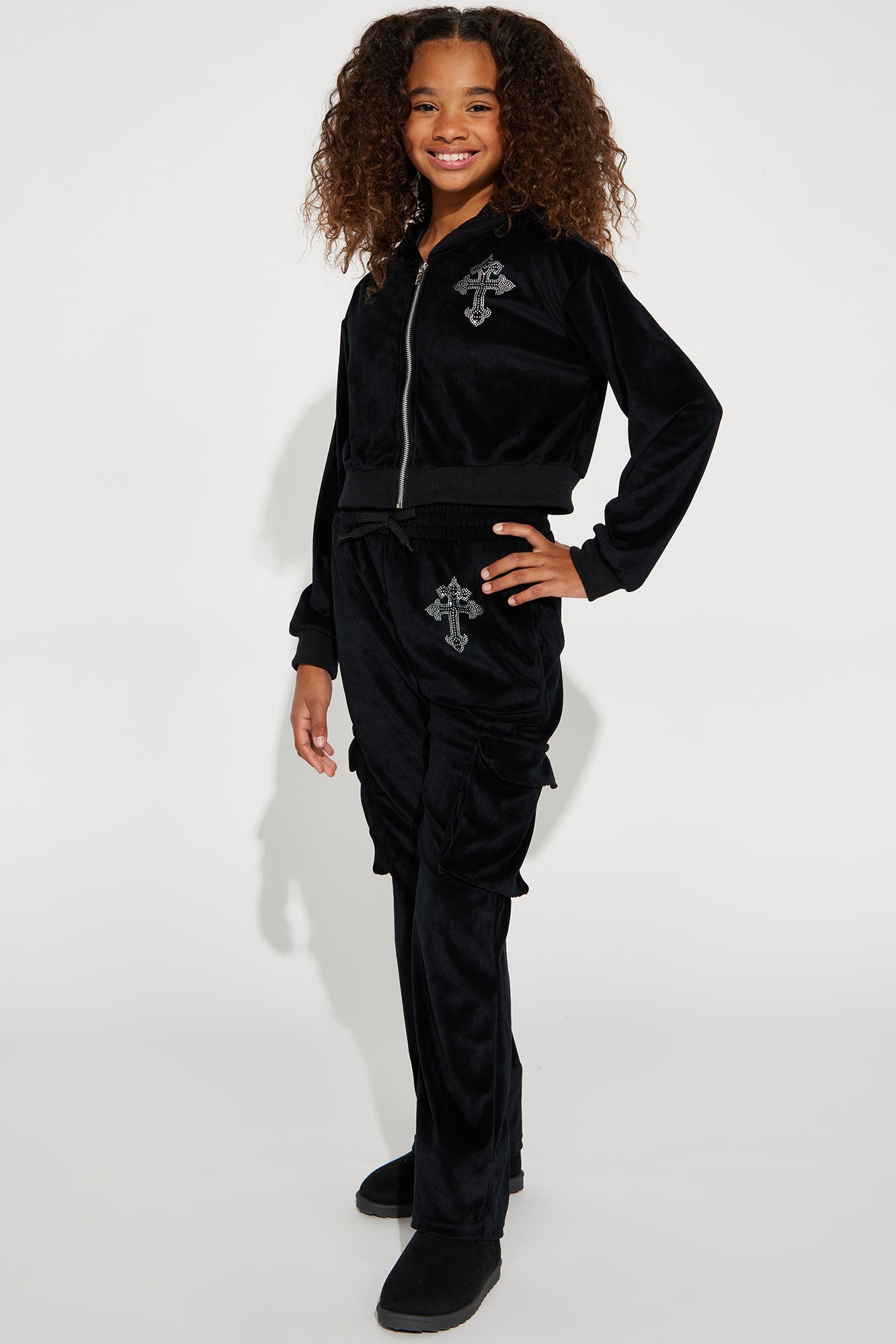 BlackTree Rhinestone Velour Pant Set