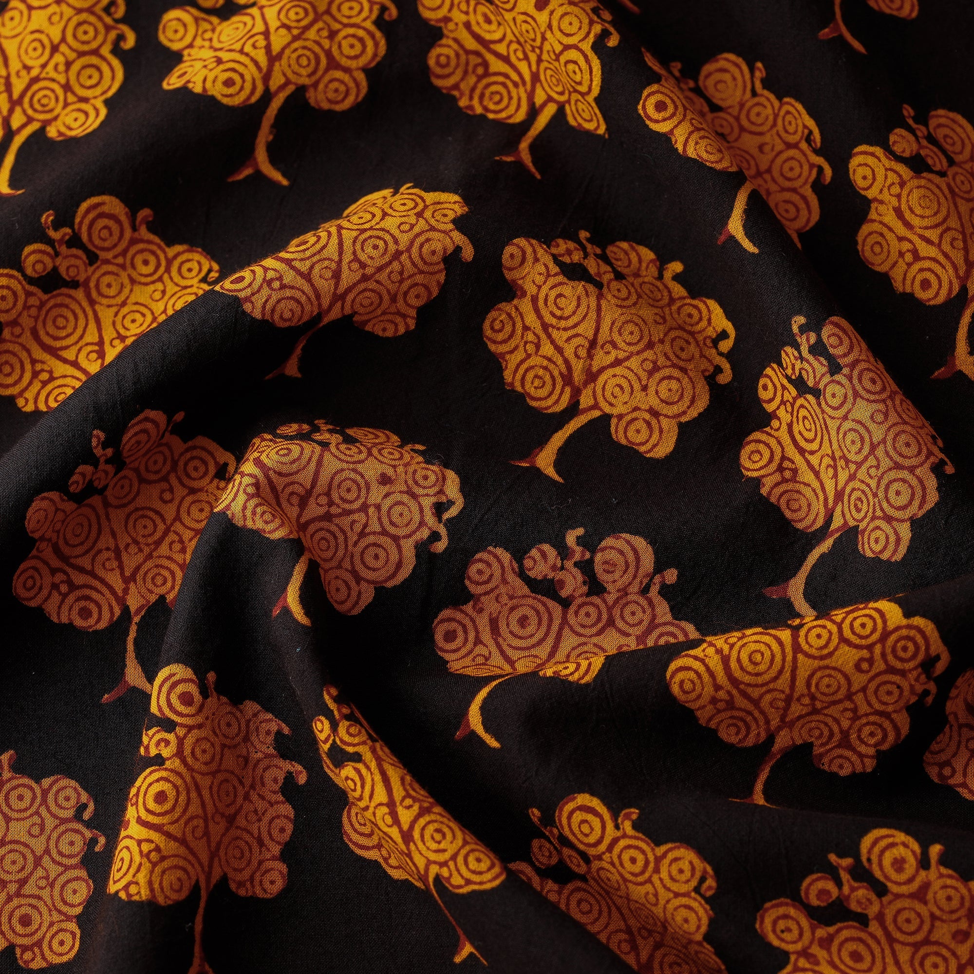 BAGH PRINTS BY UMAR FARUK KHATRI Black - Bagh Block Printing Natural Dyed Cotton Fabric - view 2