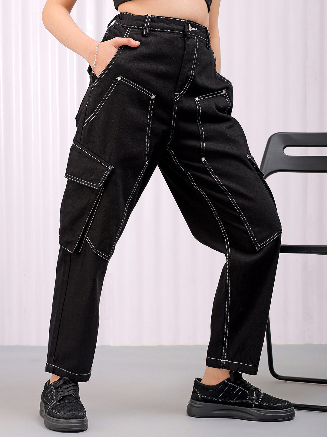Freehand By The Indian Garage Co Women's Solid Anti Fit High Rise Jeans