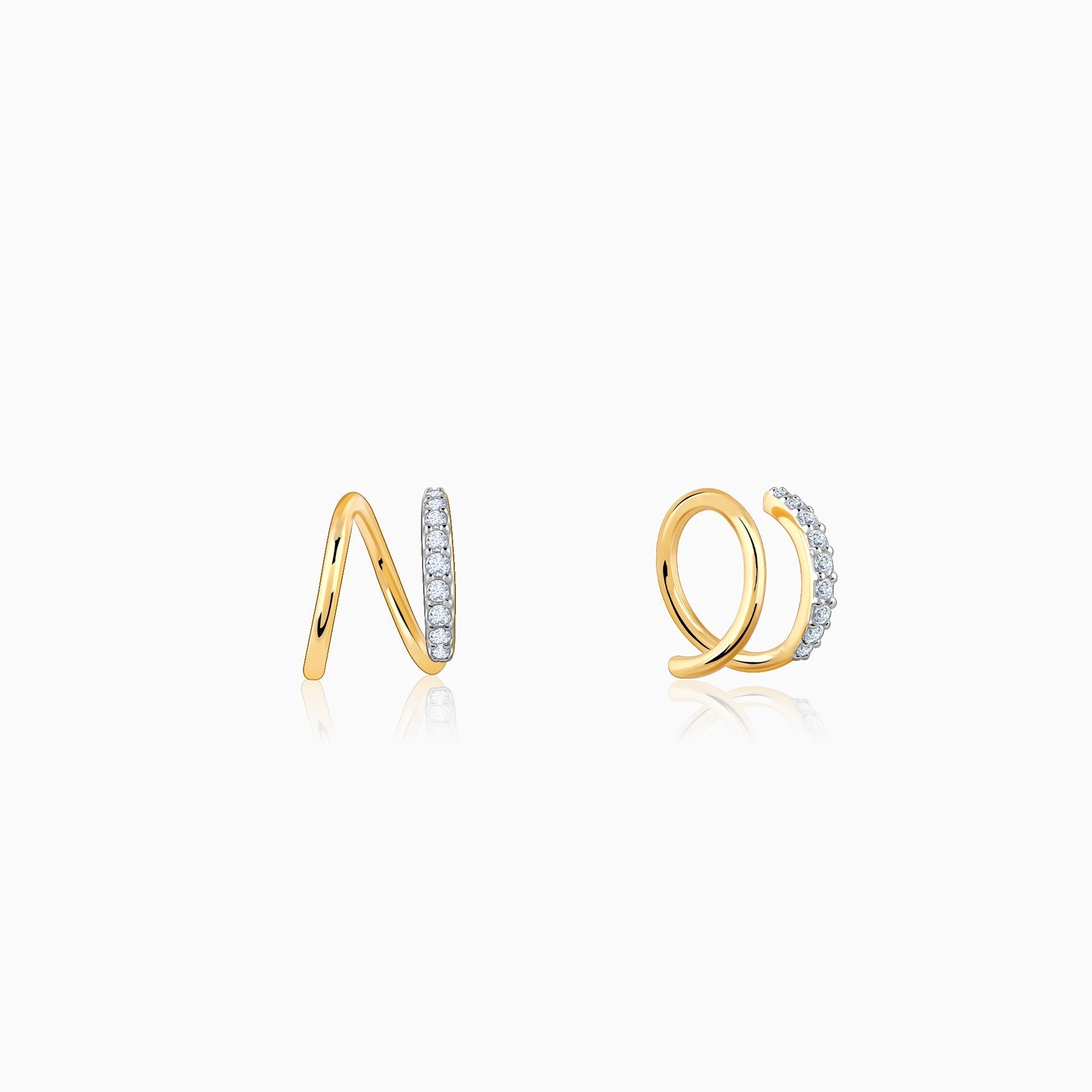 GIVA Jewellery Gold Spiral Glow Diamond Studs