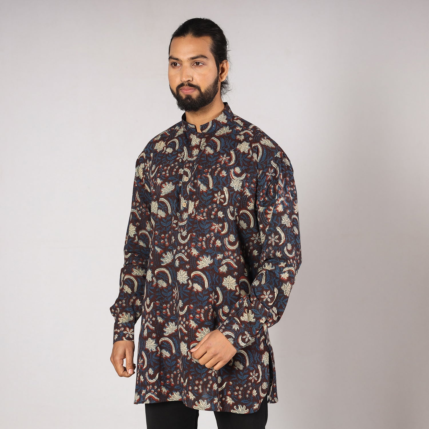 ITOKRI CASUALS Blue - Bagru Block Printing Cotton Men Short Kurta