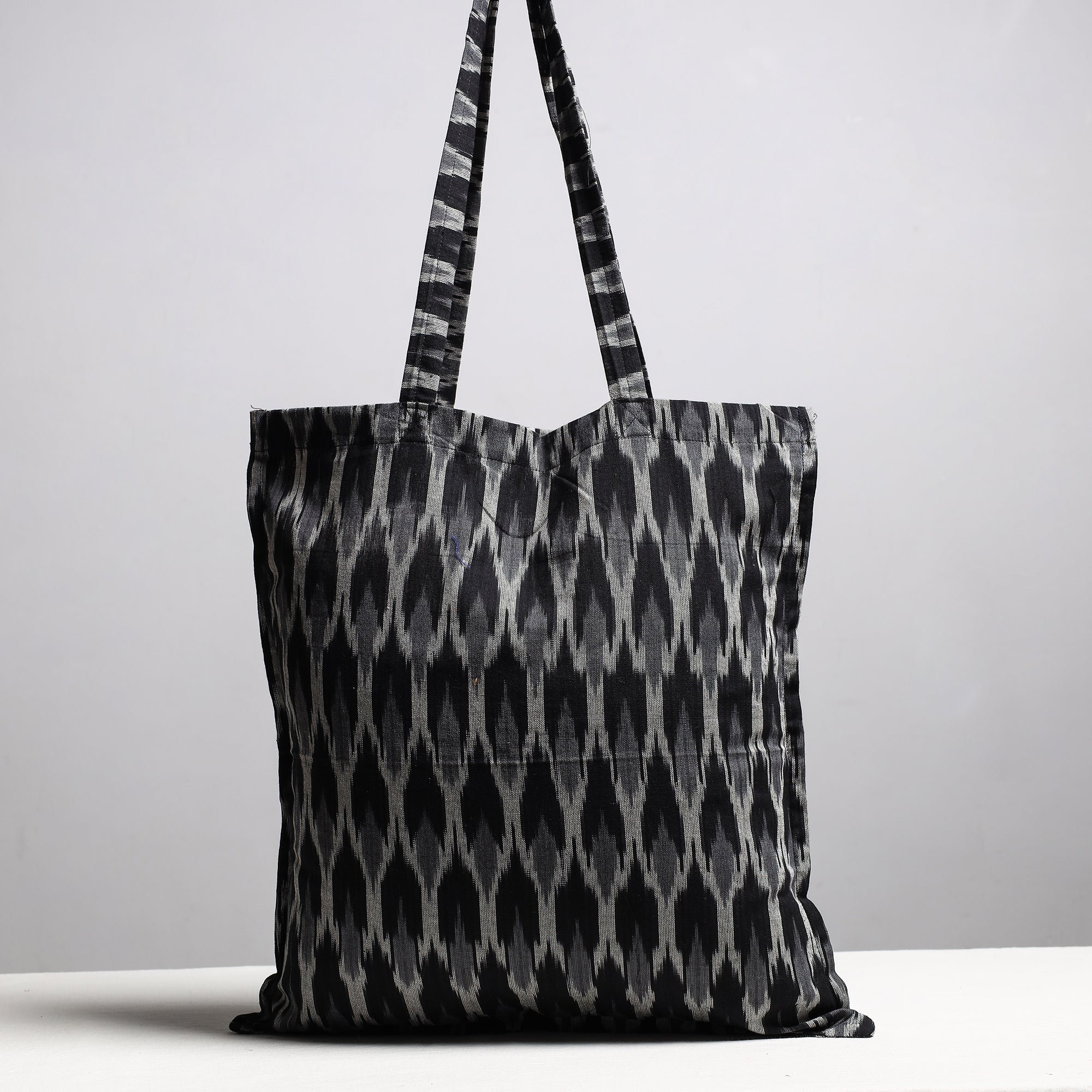 NOORI BAZAR Black - Handcrafted Pochampally Ikat Weave Cotton Jhola Bag