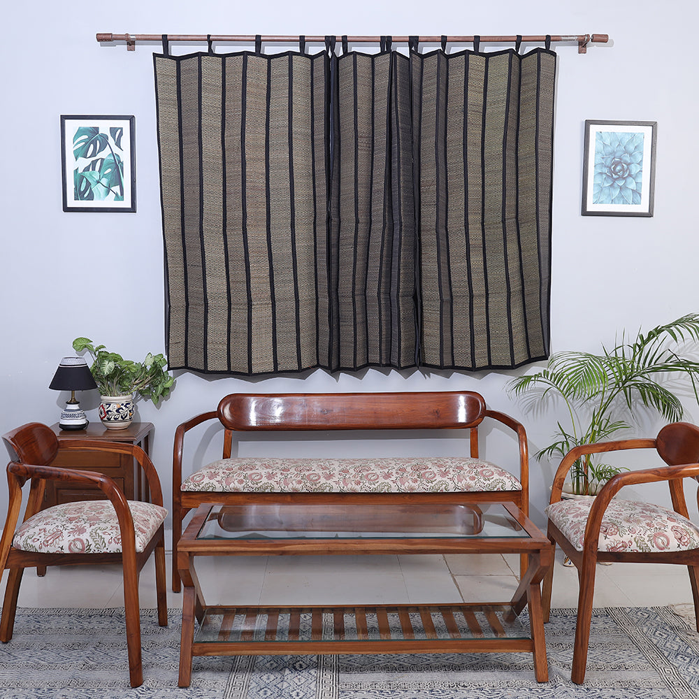 ITOKRI CRAFTS INITIATIVE Black - Madur Grass Window Curtain of Midnapore (5 x 4 feet)