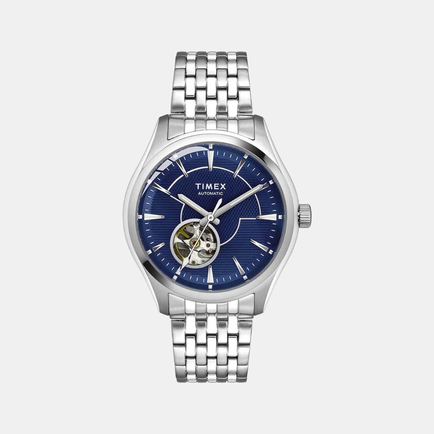 Timex E Class Men Automatic Blue Dial Analog Stainless Steel Watch TWEG21002