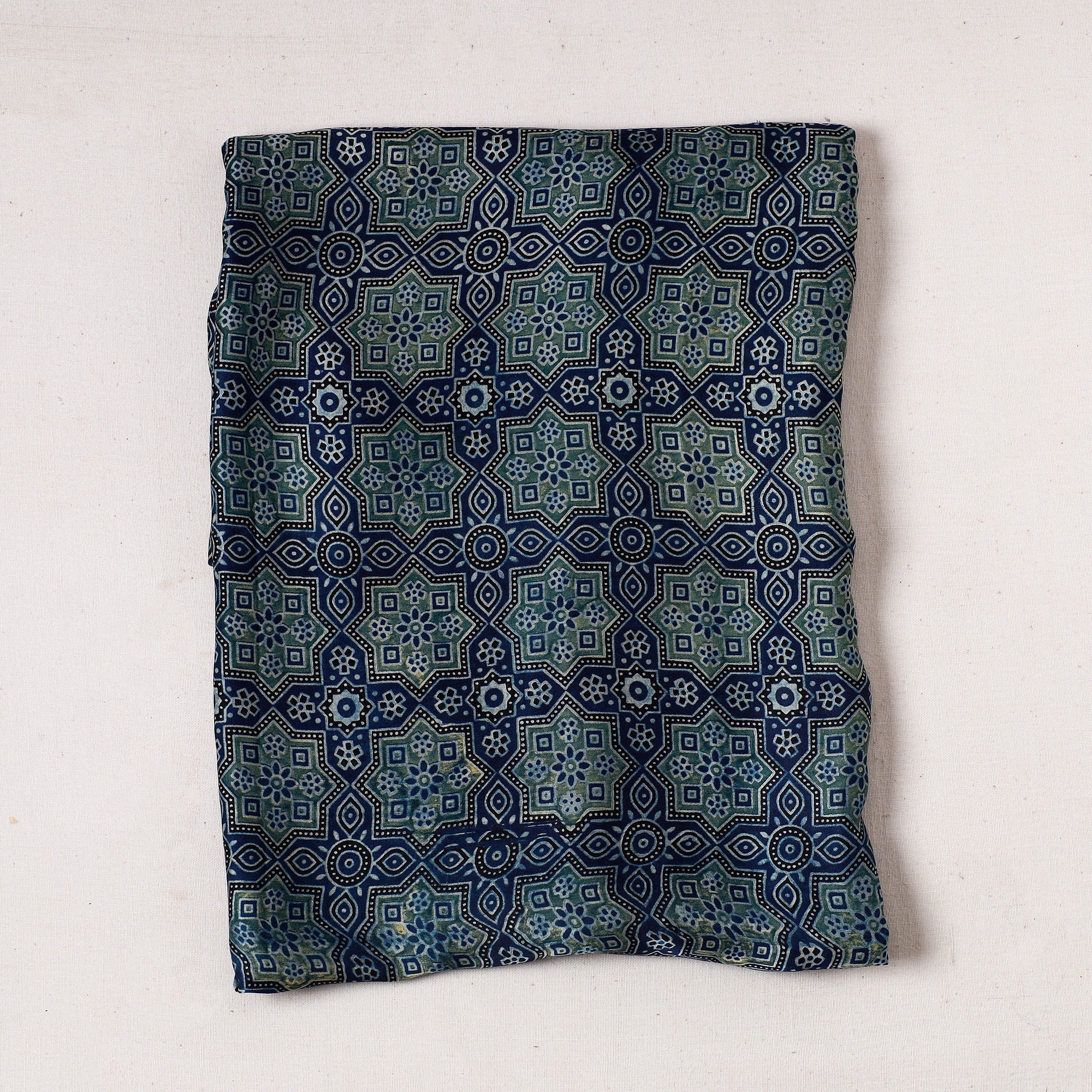 KACHCHH JI CHHAAP Blue - Ajrakh Block Printed Modal Silk Precut fabric