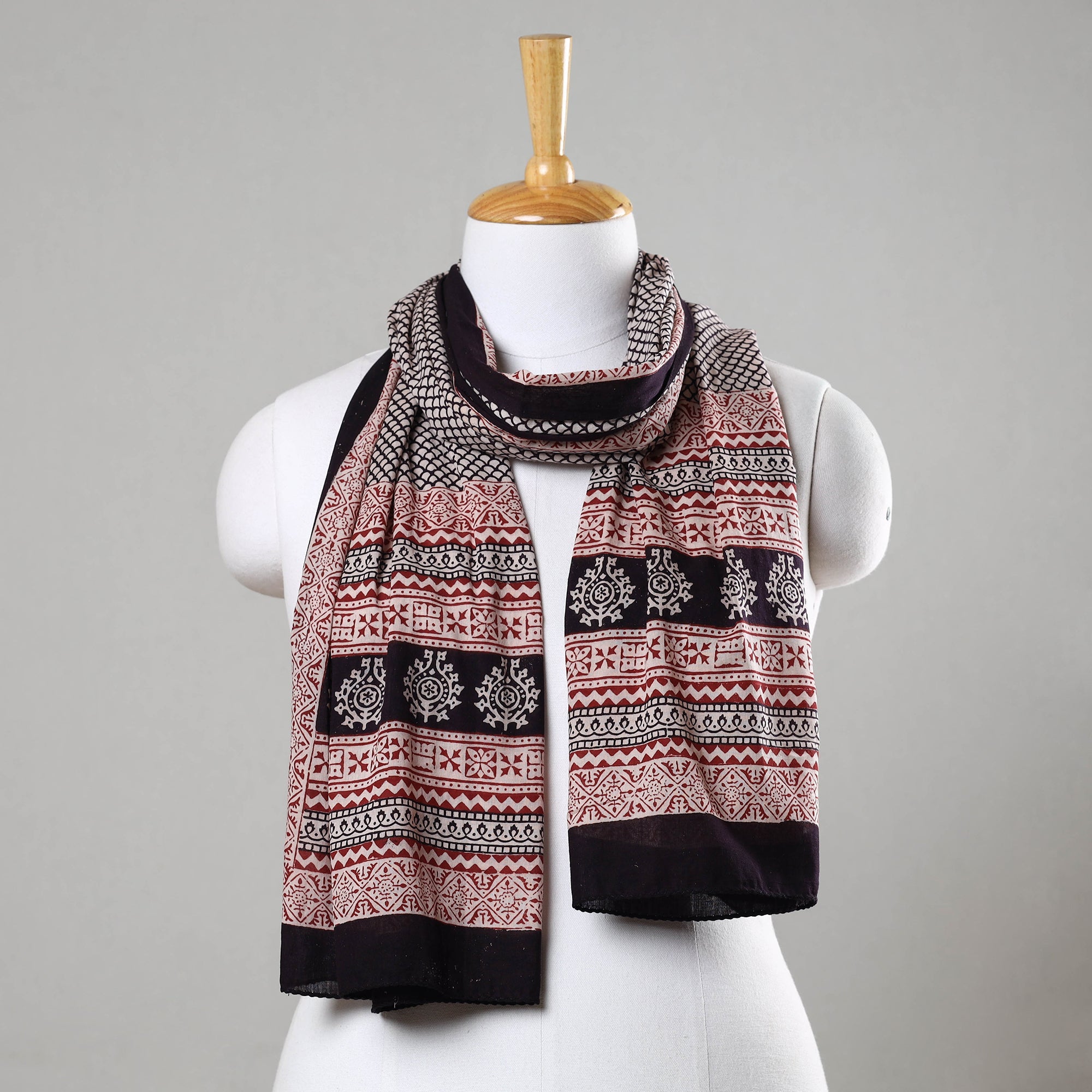 BAGH PRINTS BY MOHAMMED BILAL KHATRI Black - Bagh Hand Block Printed Cotton Stole