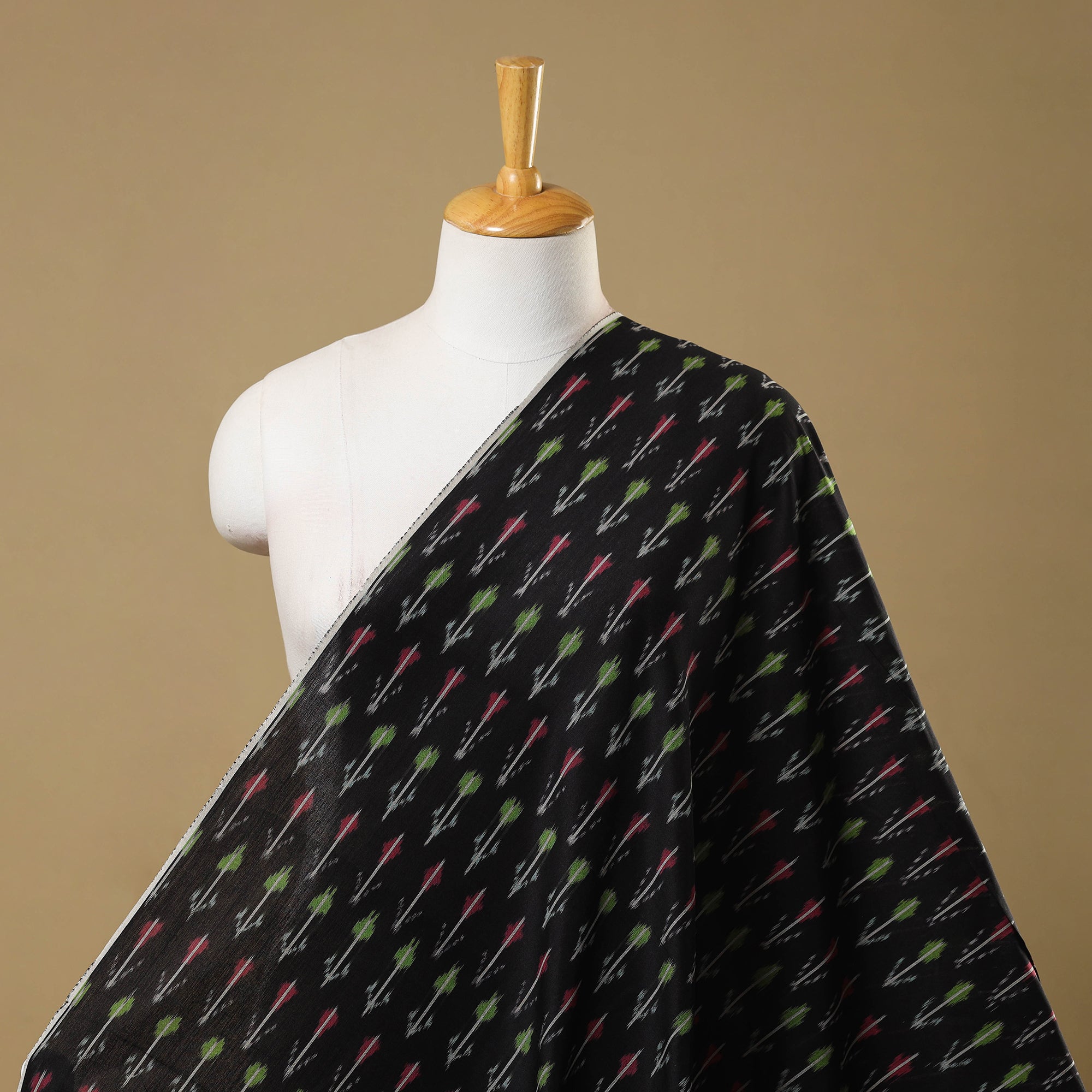 SOUTH KARGHA Black - Mercerised Cotton Pochampally Ikat Fabric 05