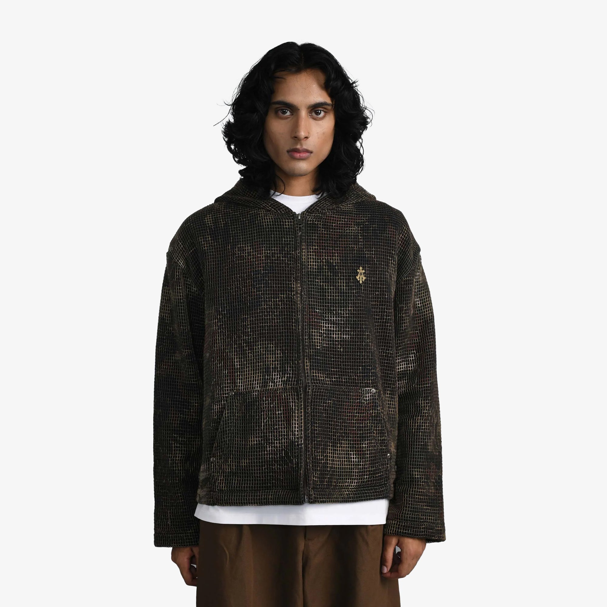 Almost Gods | Mandrake Camo Net Zip Hoodie { Brown