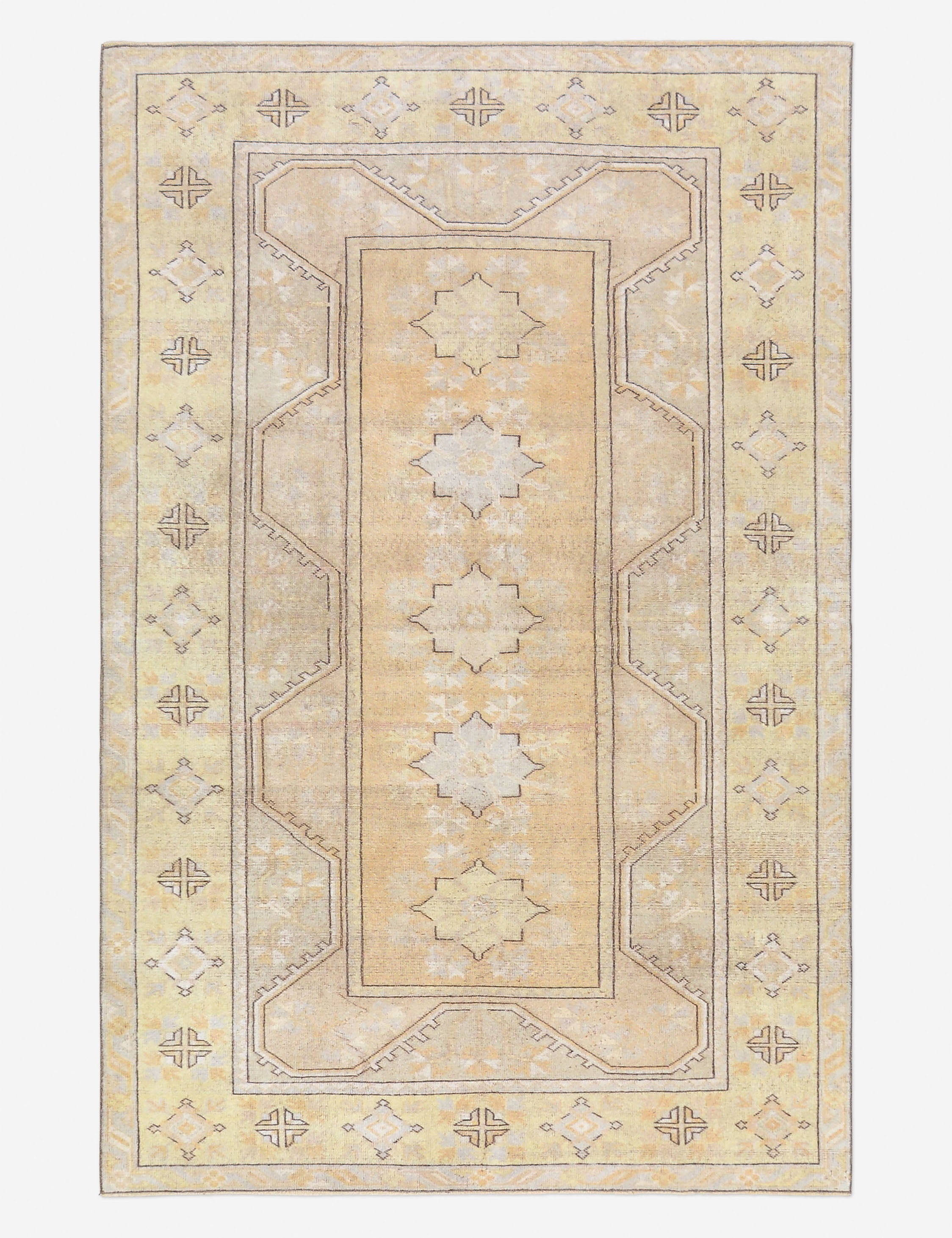 Lulu and Georgia Vintage Turkish Hand-Knotted Wool Rug No. 487, 5' 1" x 7' 10"