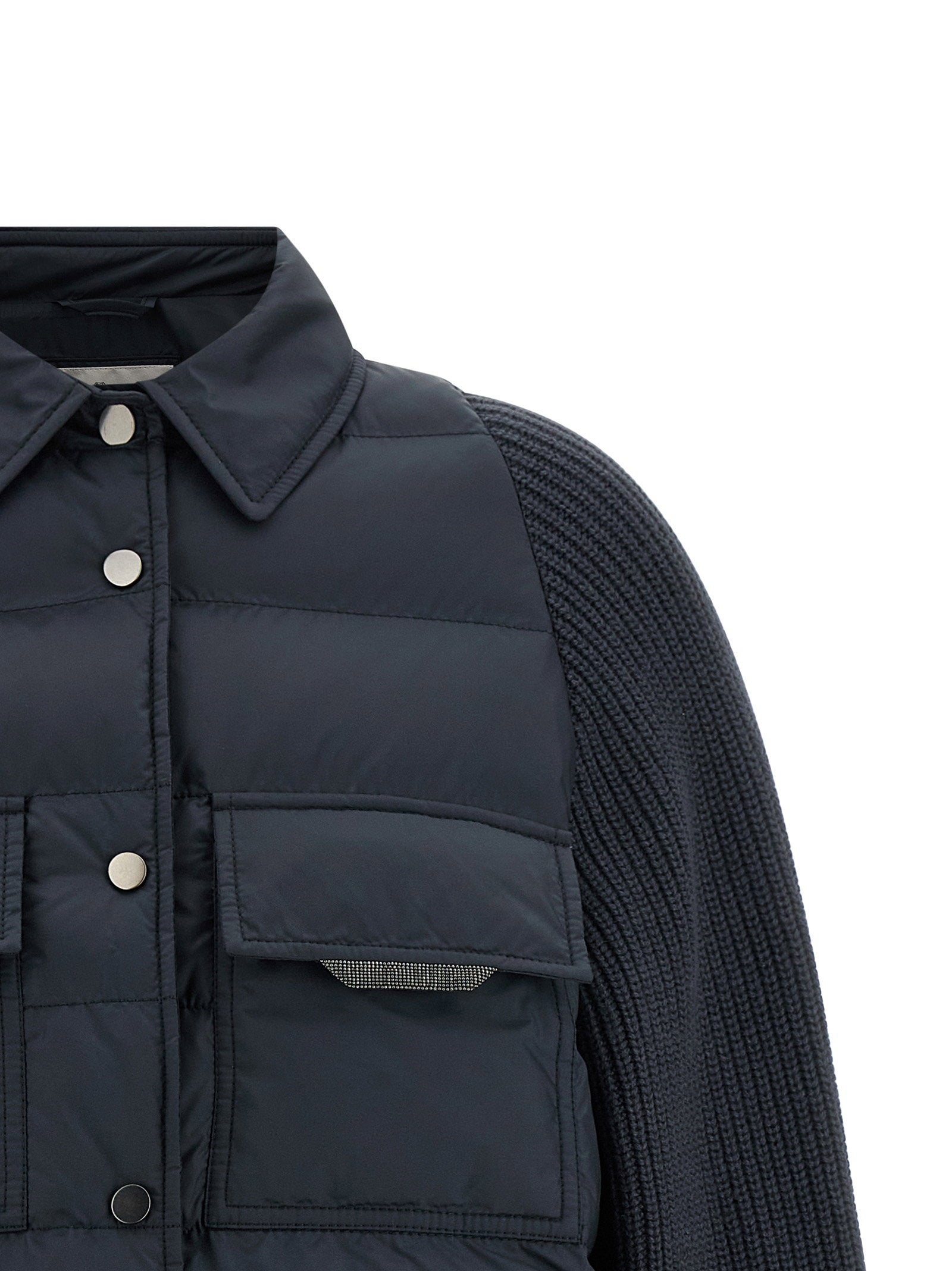 Brunello Cucinelli Shiny Flap Detail Down Jacket - view 3