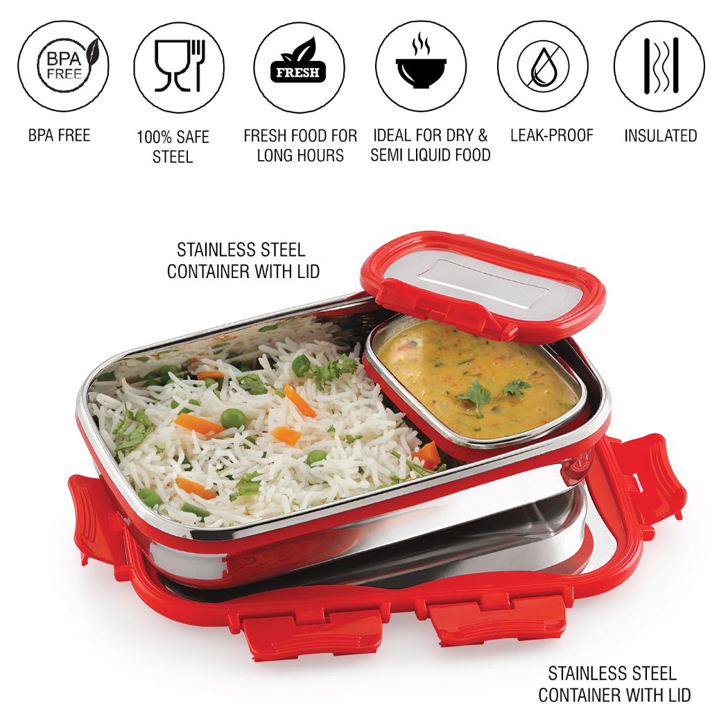 Cello Click It Stainless Steel Lunch Box, Big - view 6