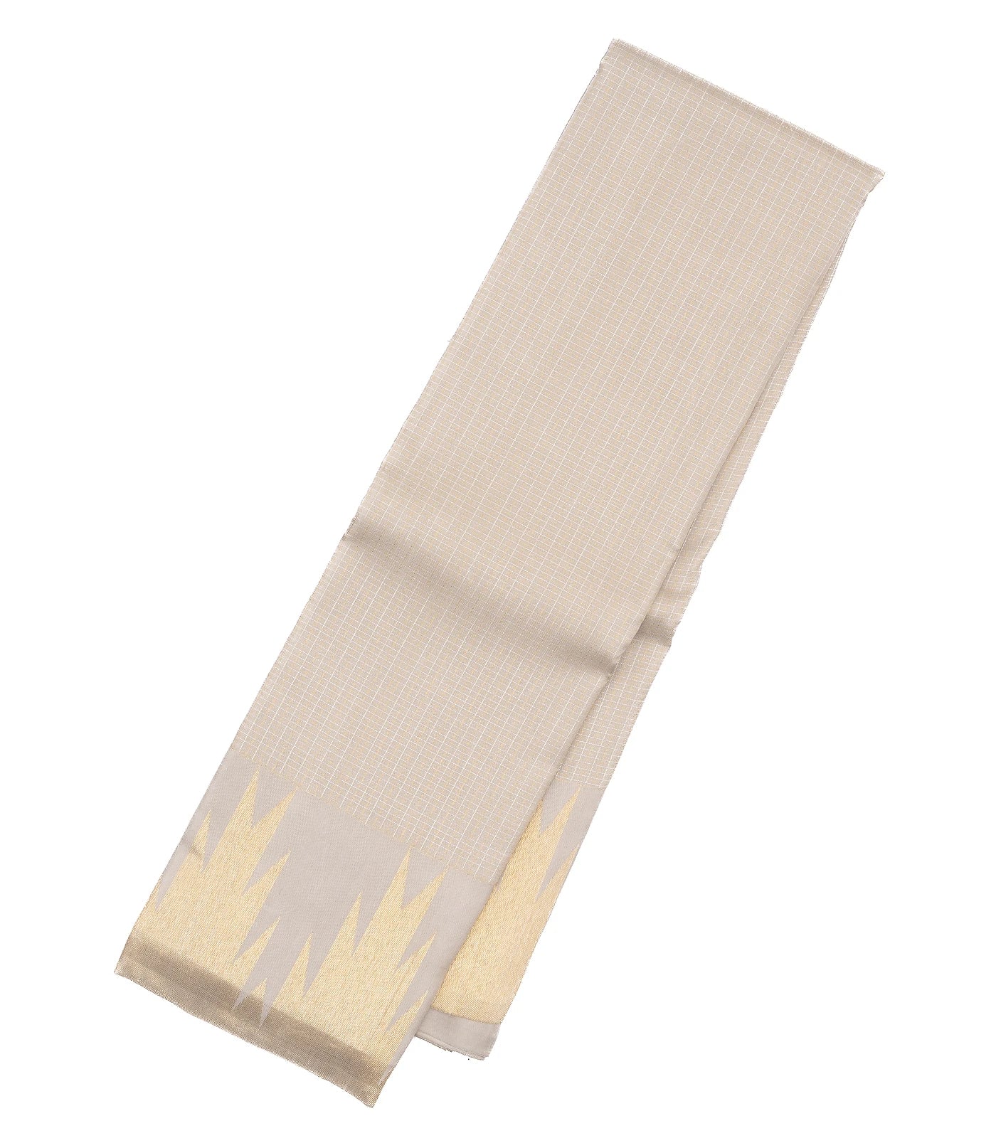 RmKV Taupe Handloom Kanchipuram Silk Saree With Zari Checks