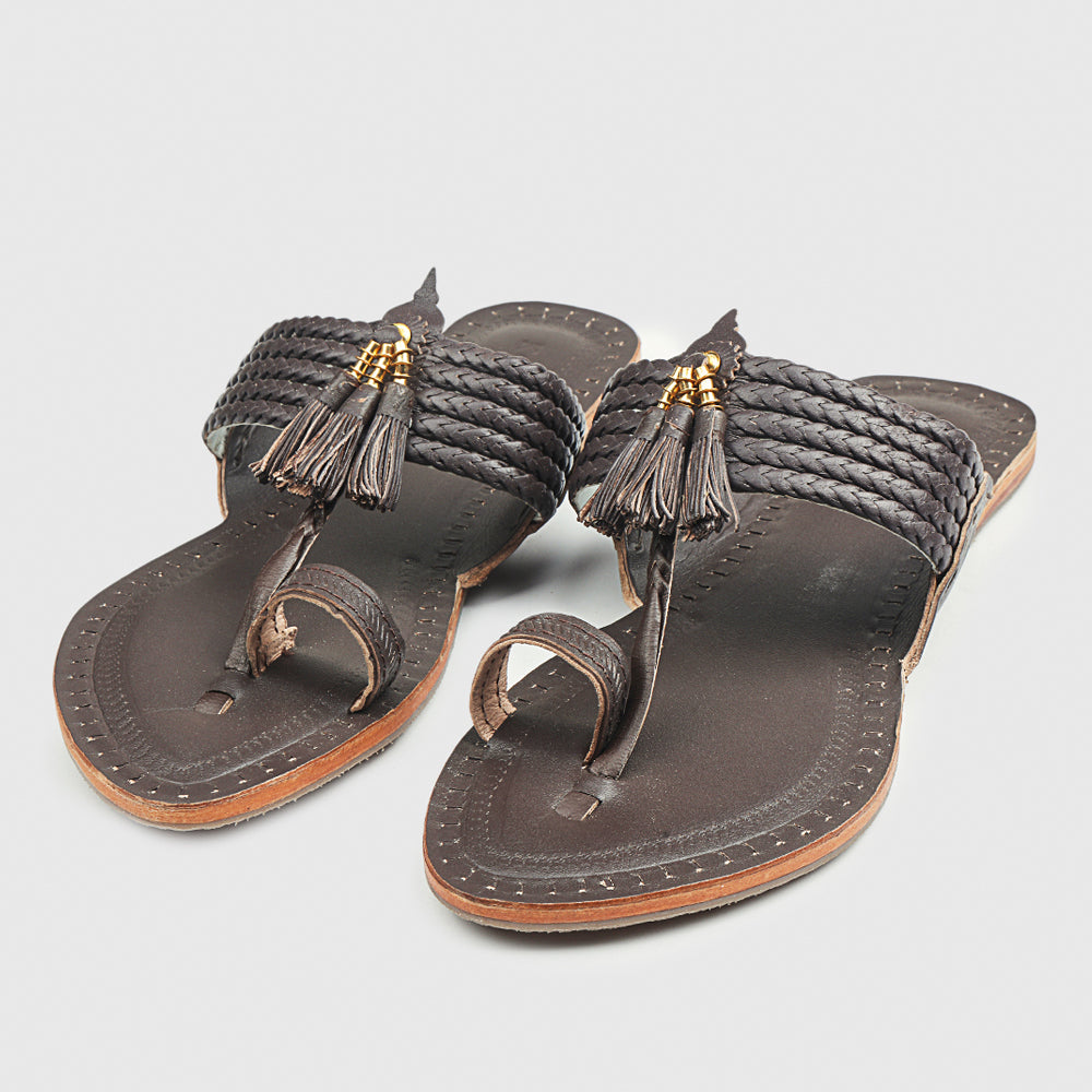 KORAKARI Brown Handstitched Leather Kolhapuri Women Slipper - view 2