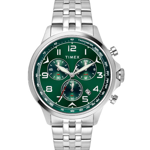 Timex E Class Men Green Round Dial Analog Chronograph Watch 47.7mm TWEG25100