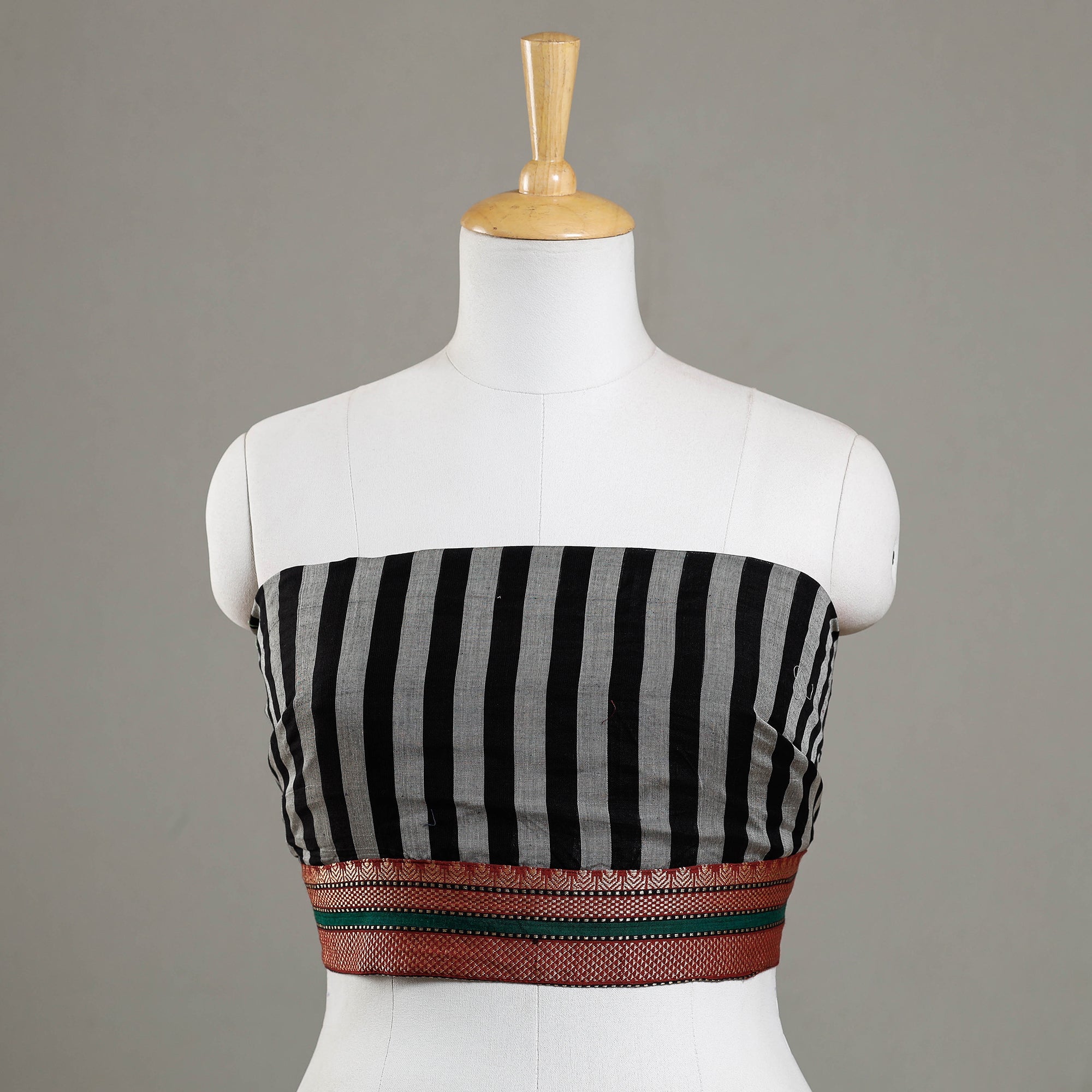 NOORI BAZAR Black - Plain Stripes Cotton Blouse Piece