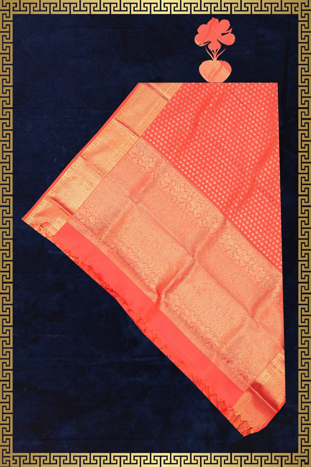 Kalanjali Kanchi Silk Orange Dupatta
