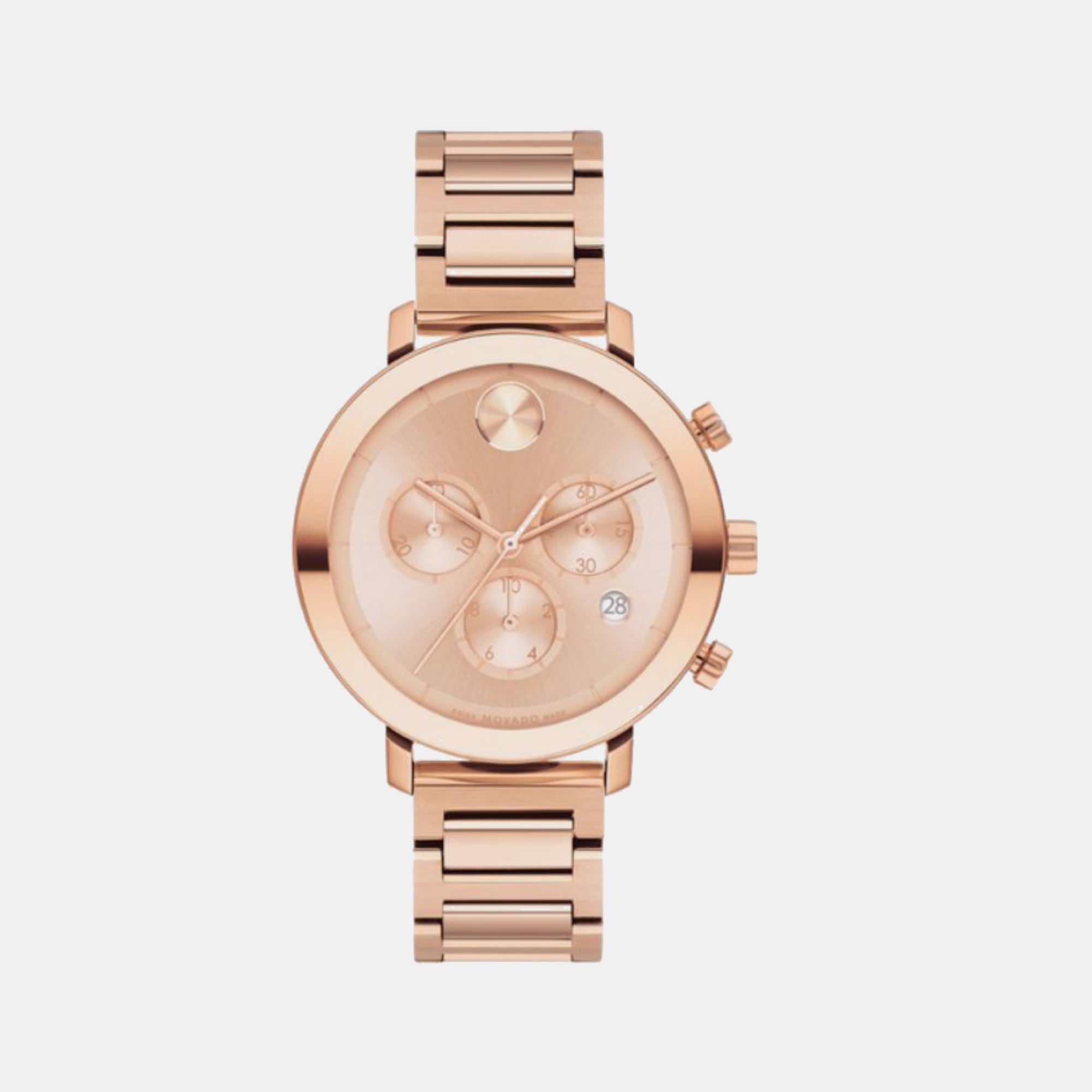 Movado Bold Women Quartz Rose Gold Dial Chronograph Stainless Steel Watch 3600886
