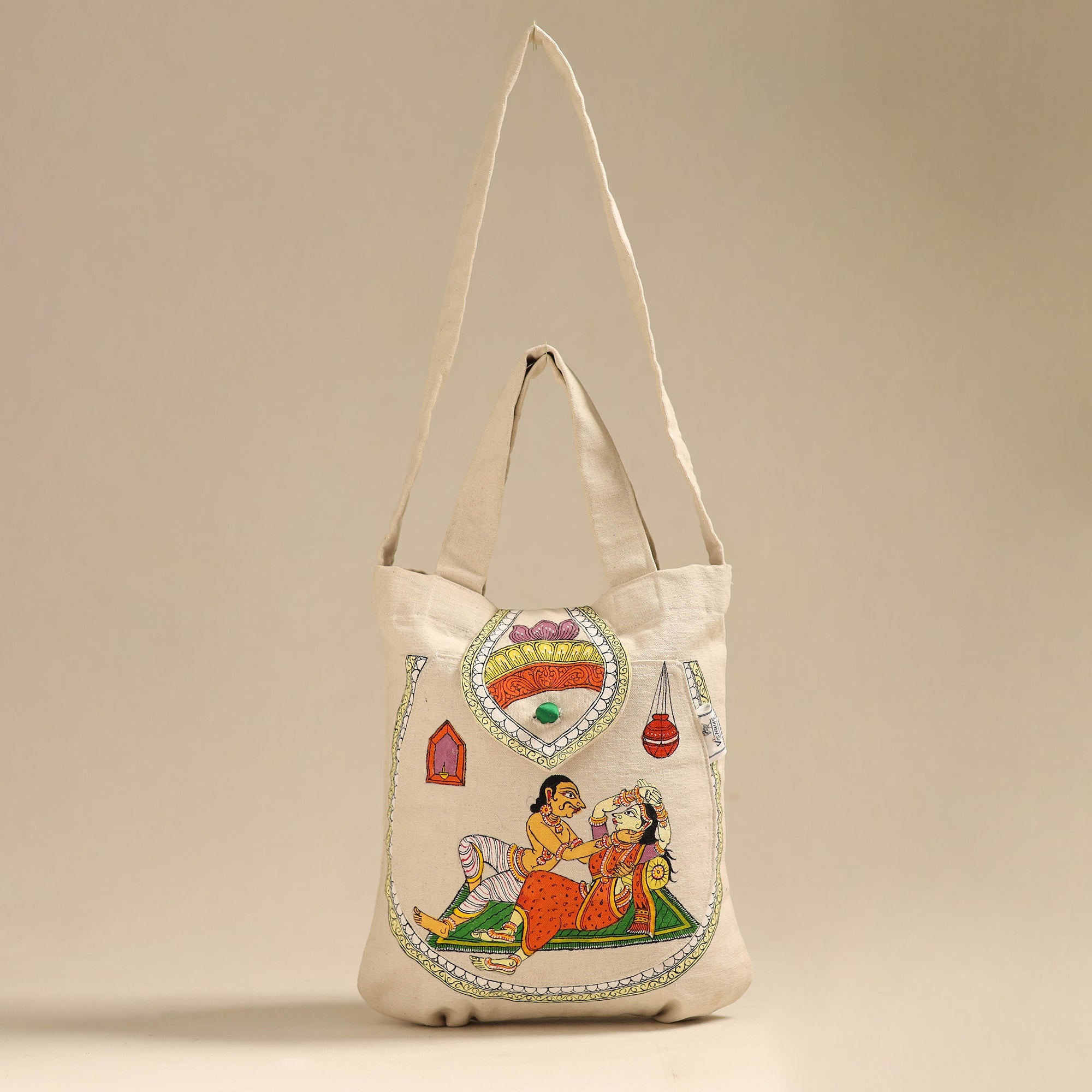 ITOKRI CRAFTS INITIATIVE Beige - Pattachitra Handpainted Shoulder Bag from Odisha 29