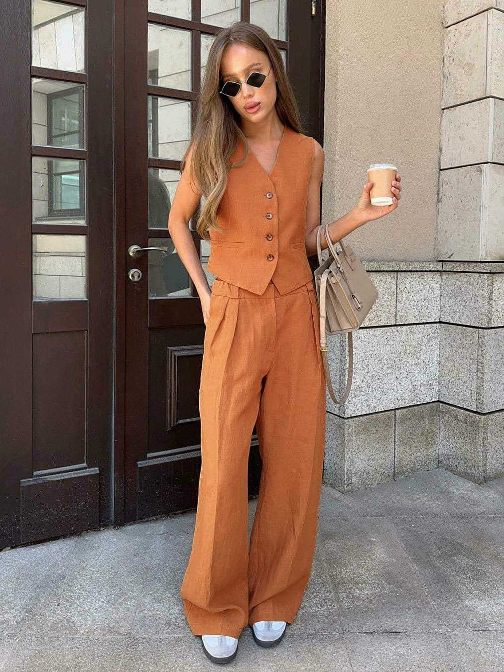Alamode By Akanksha Hodor Statement Linen Vest Suit with Pants - view 7