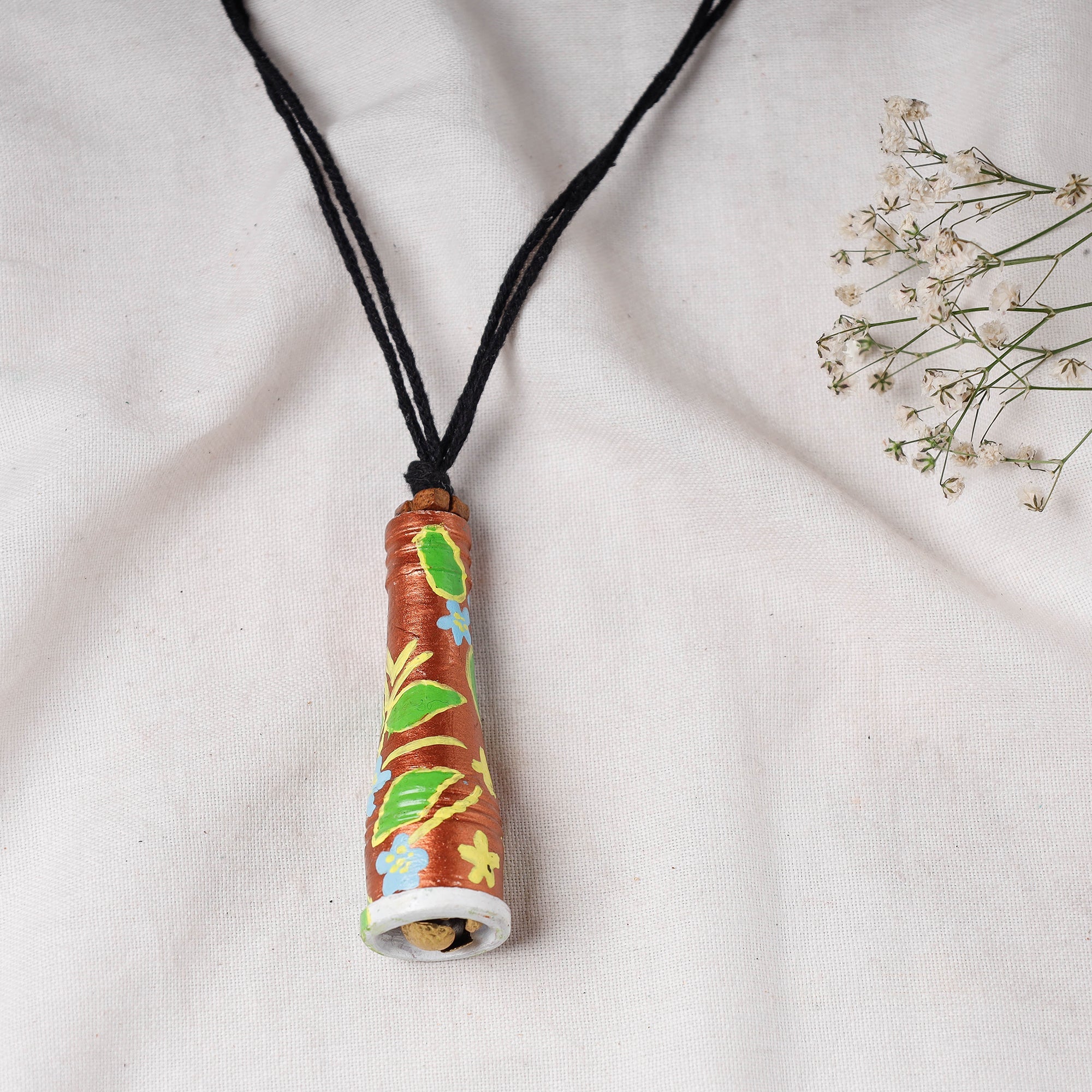 KHUSHBASH - HAPPY LOOM OF EAST Bishnupur Handpainted Terracotta Necklace - view 2