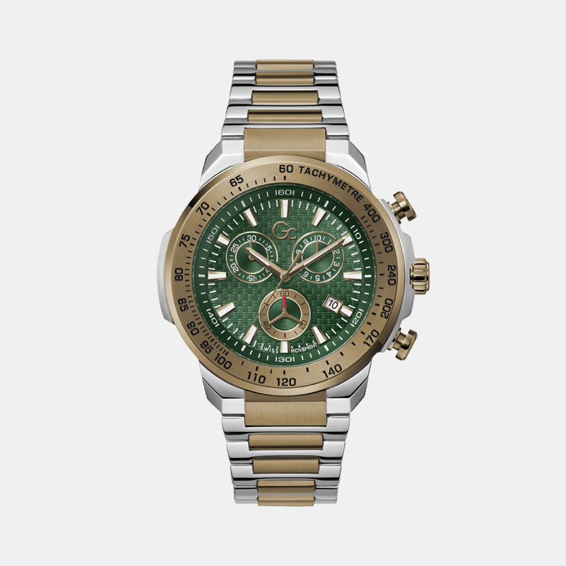 GC First Class Men Quartz Green Dial Chronograph Stainless Steel Watch Z35002G9MF