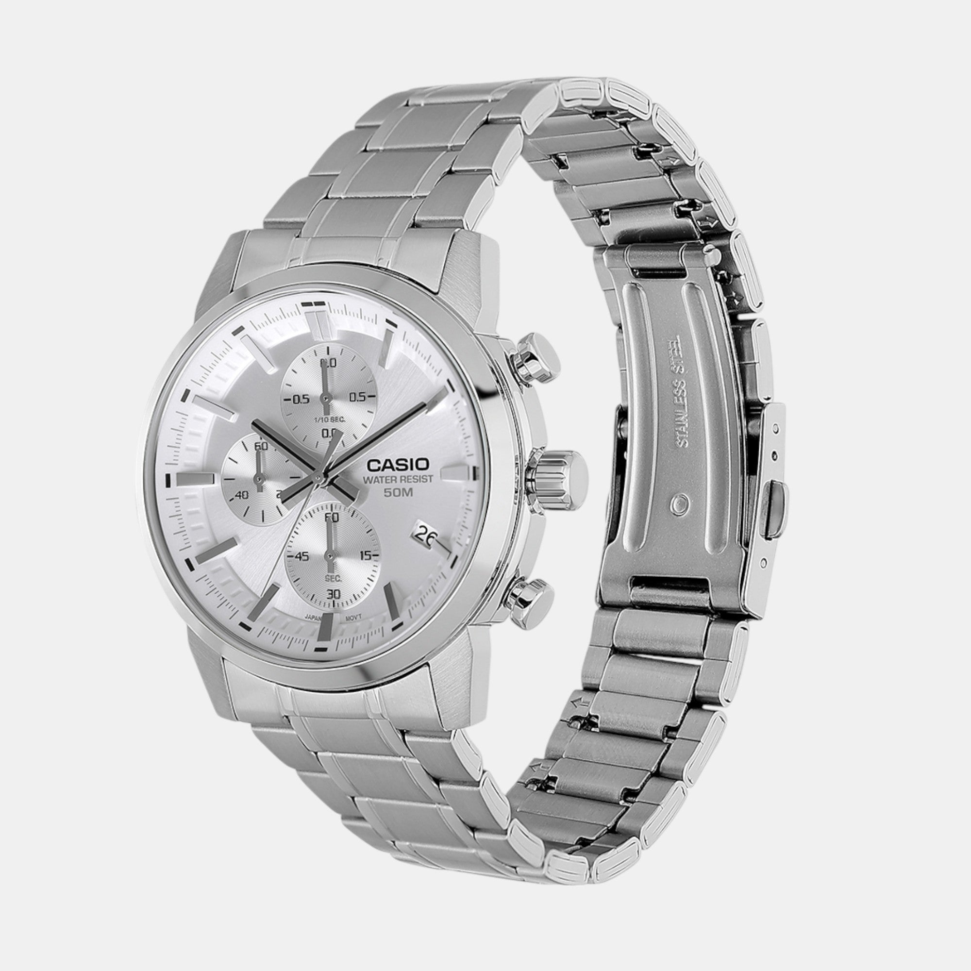 Casio Enticer Men Quartz Silver Dial Chronograph Stainless Steel Watch A2305 - view 2