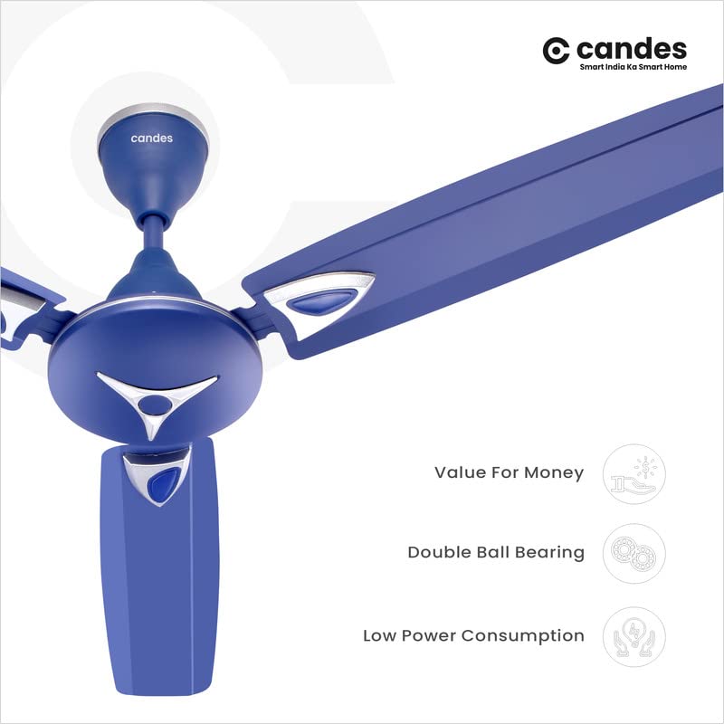 Candes Star 1200mm/48 inch High Speed Anti-dust Decorative 3 Star Rated Ceiling Fan 405 RPM with 2 Yrs Warranty (Silver Blue, Pack of 1) - view 4
