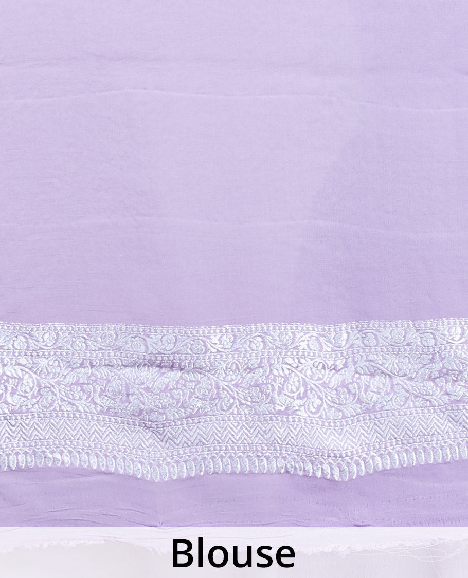 Pothys Lavender floral jacquard banaras georgette saree with self intricate zari border - view 4
