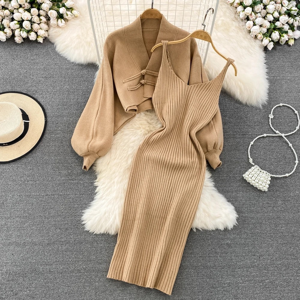 Alamode By Akanksha Dalla Woolen Dress with Cape Sweater
