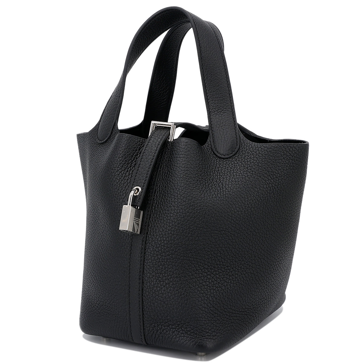 Cop Underdog HERMÈS Picotin Lock PM handbag in Black Clemence leather with Palladium hardware - view 2